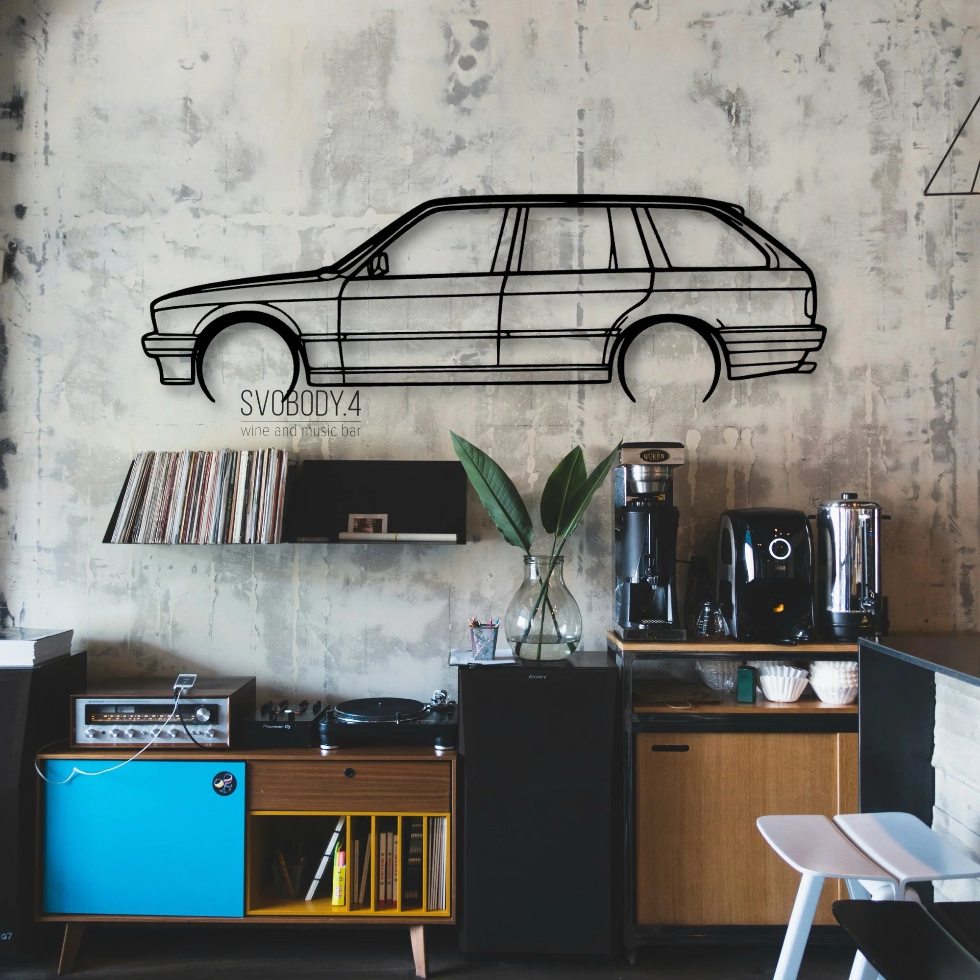 E30 Wagon Classic Silhouette Metal Wall Art - Automotive Garage Decor
