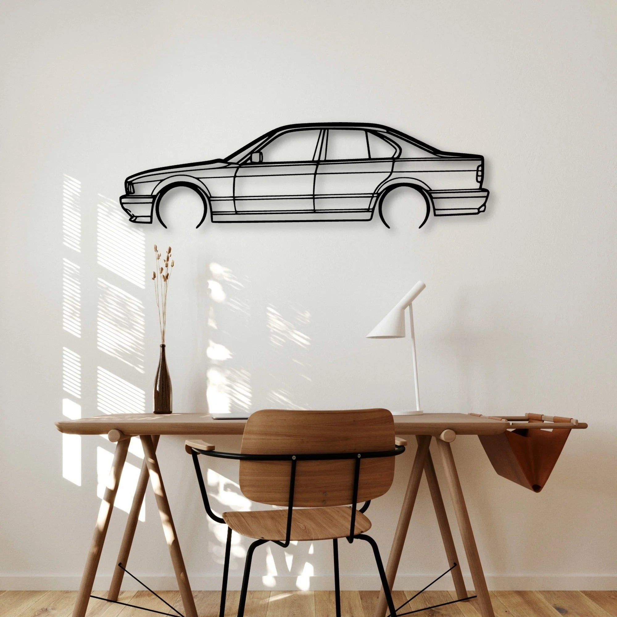 E34 M5 Classic Silhouette Metal Wall Art - Automotive Garage Decor