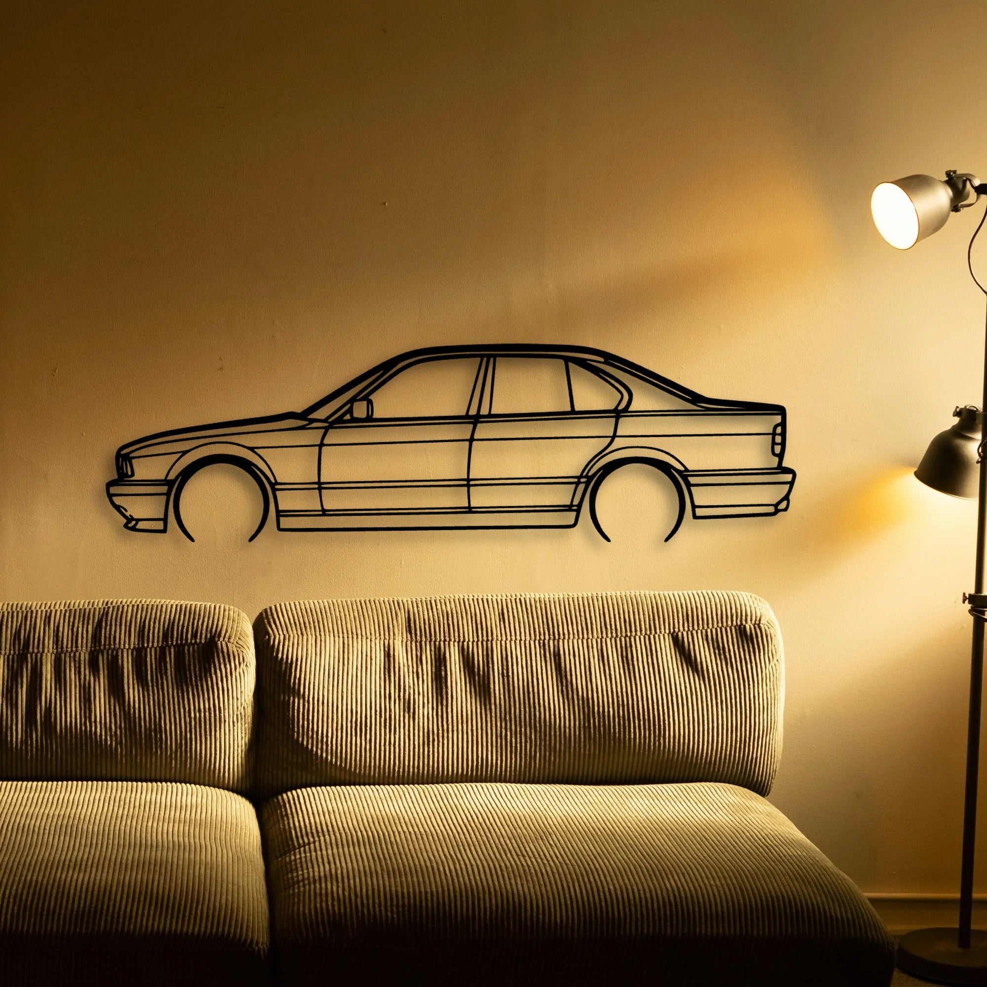 E34 M5 Classic Silhouette Metal Wall Art - Automotive Garage Decor