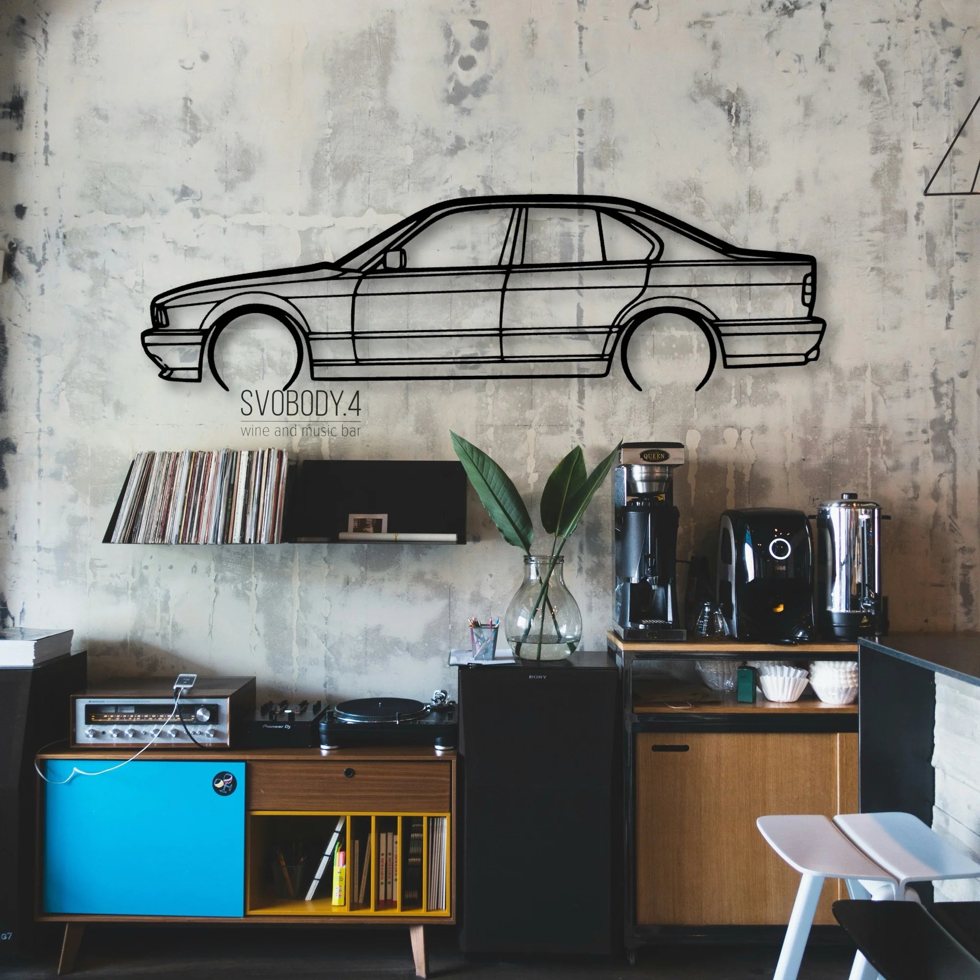 E34 M5 Classic Silhouette Metal Wall Art - Automotive Garage Decor