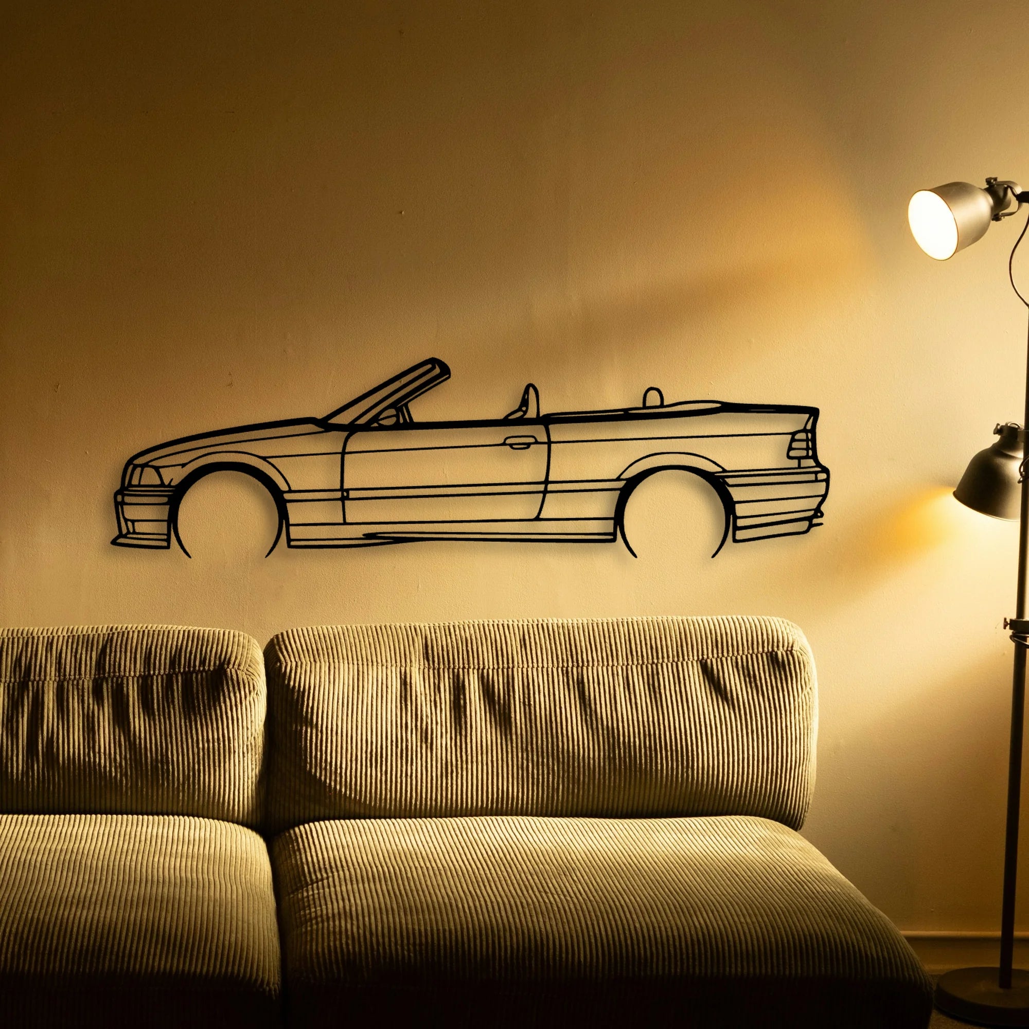 E36 M3 Convertible 1999 Classic Silhouette Metal Wall Art - Automotive Garage Decor