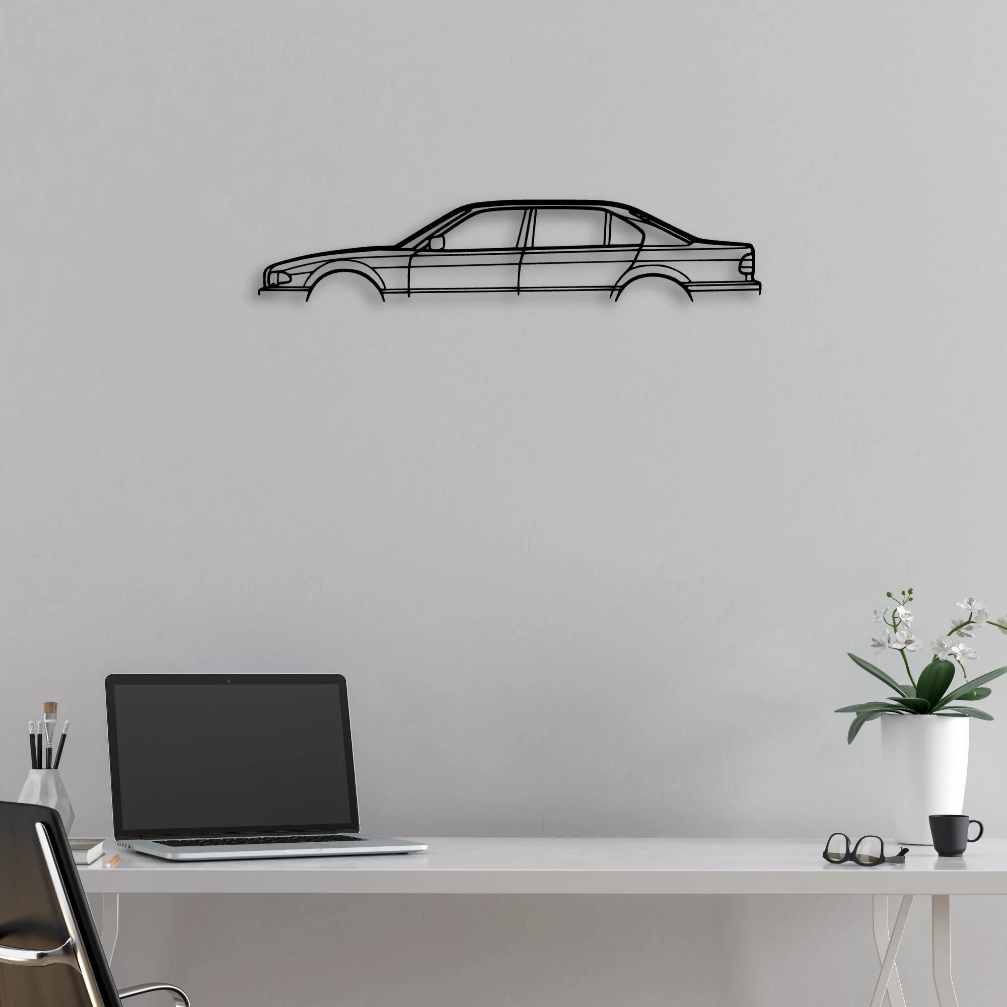 E38 1998 Classic Silhouette Metal Wall Art - Automotive Garage Decor