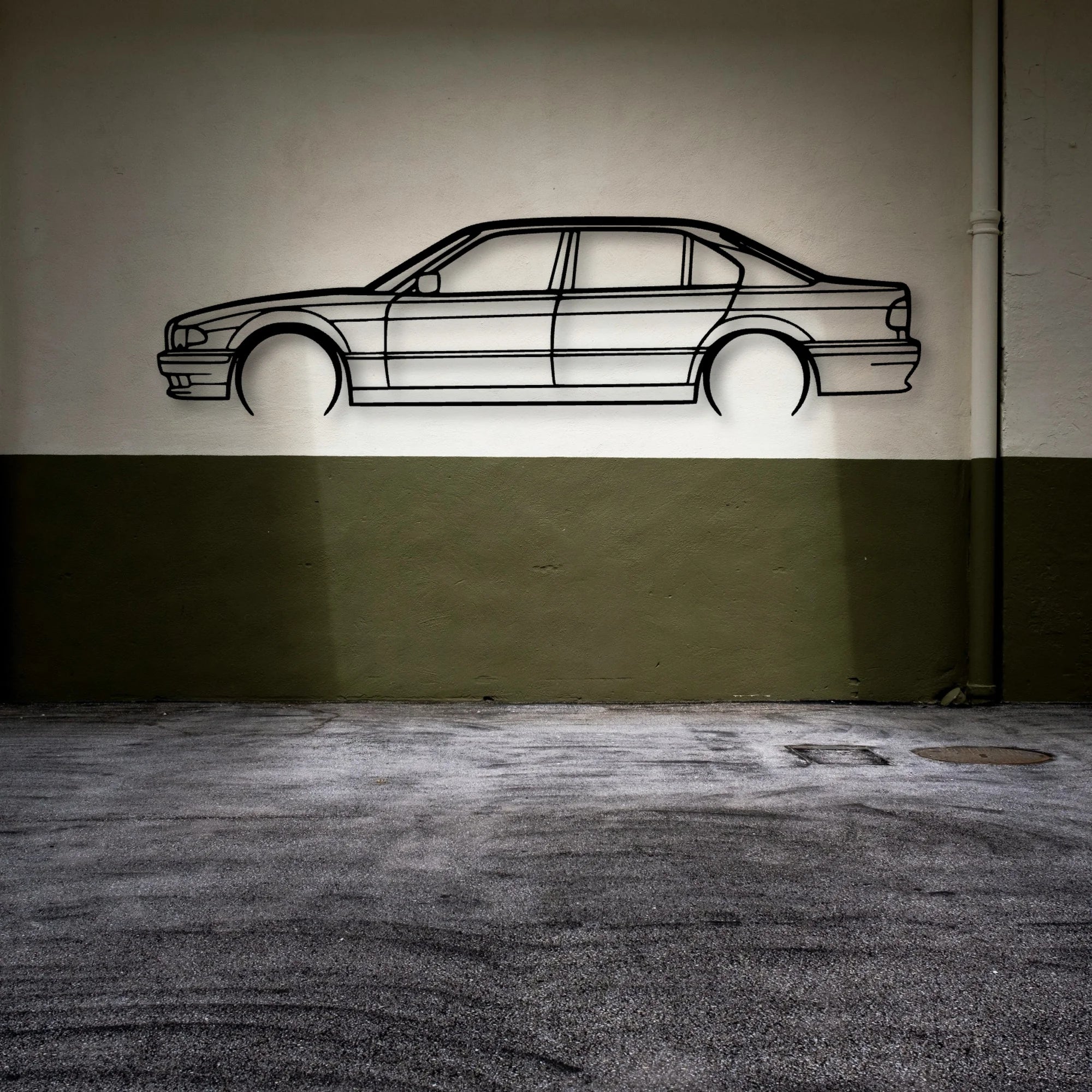 E38 740i 1999 Classic Silhouette Metal Wall Art - Automotive Garage Decor