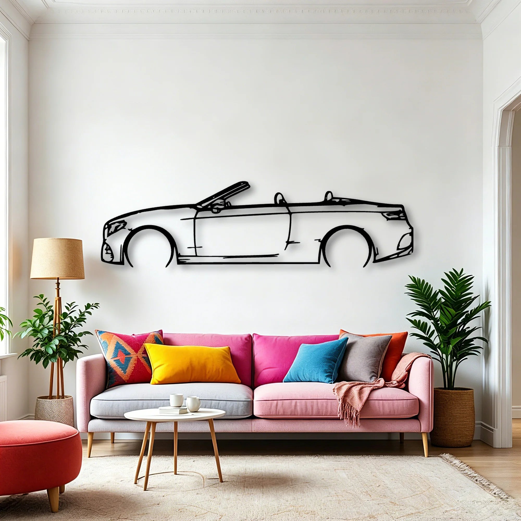 E450 2020 Cabrio Classic Silhouette Metal Wall Art - Automotive Garage Decor