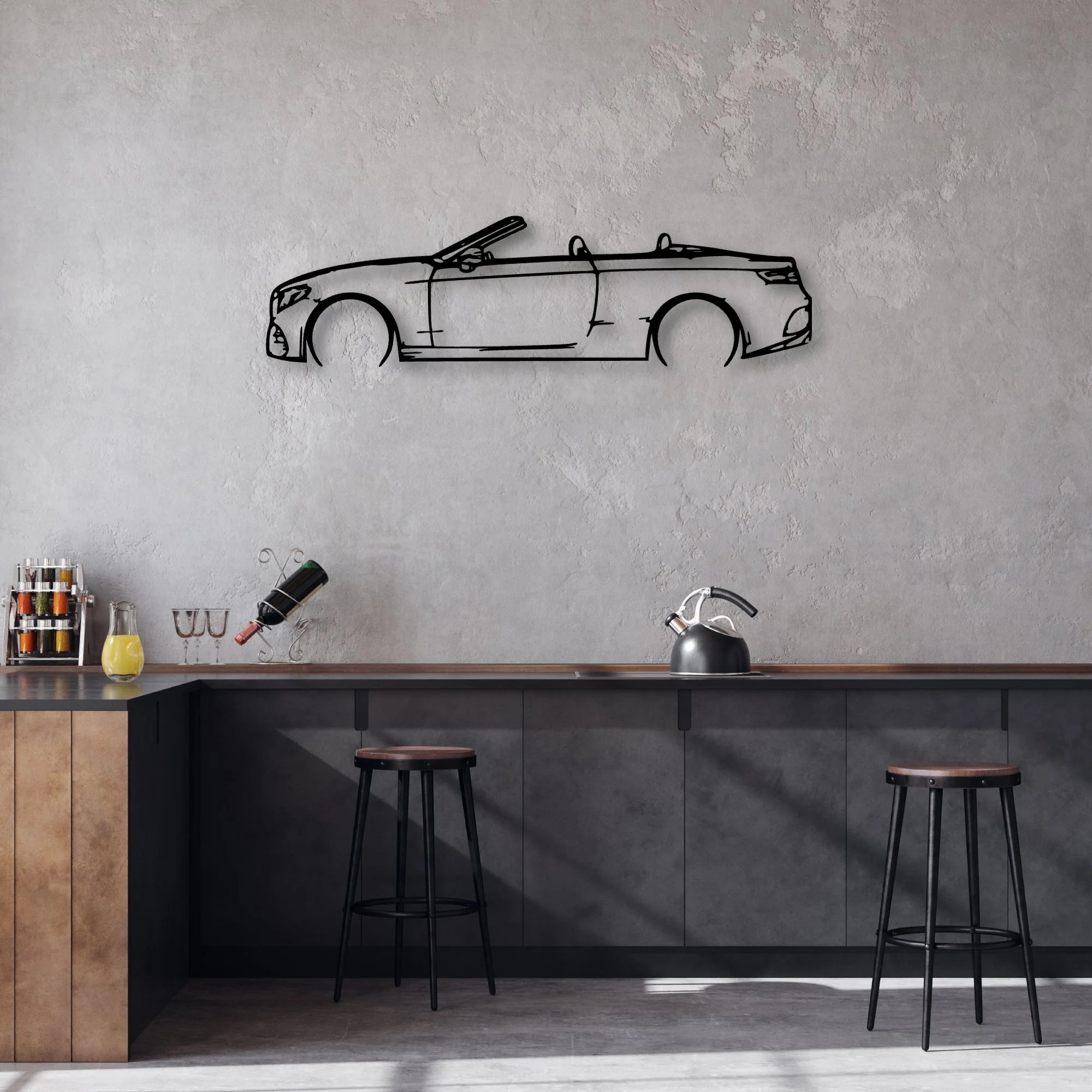 E450 2020 Cabrio Classic Silhouette Metal Wall Art - Automotive Garage Decor