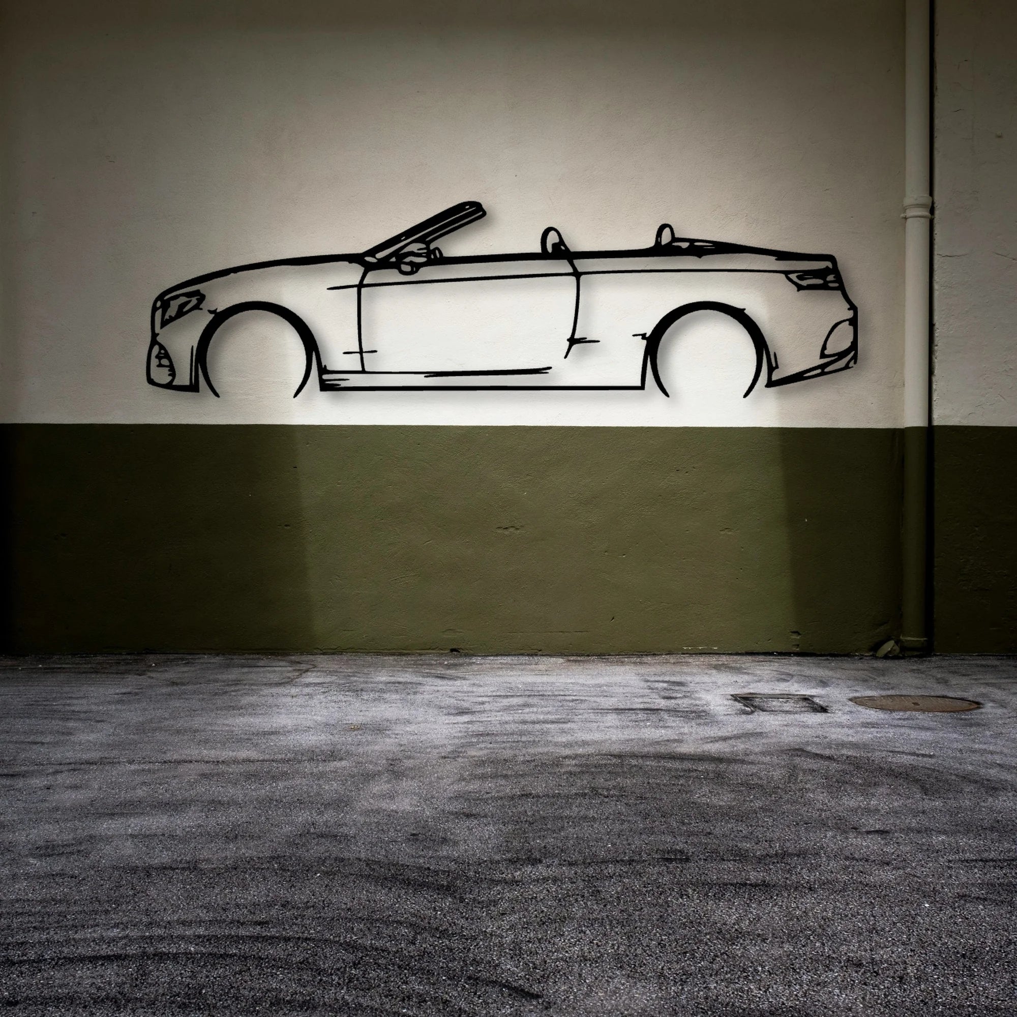 E450 2020 Cabrio Classic Silhouette Metal Wall Art - Automotive Garage Decor
