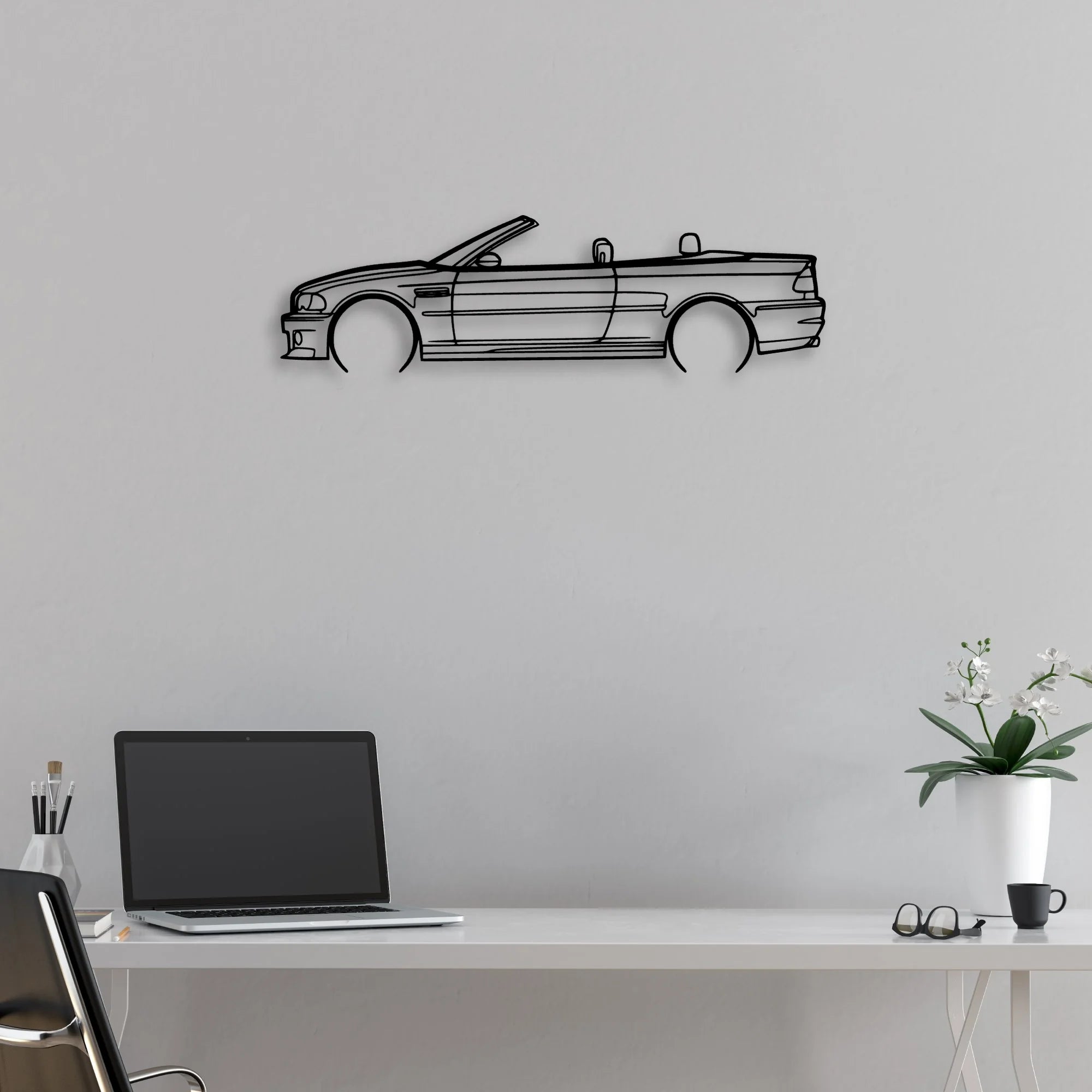 E46 m3 convertible 2 Classic Silhouette Metal Wall Art - Automotive Garage Decor