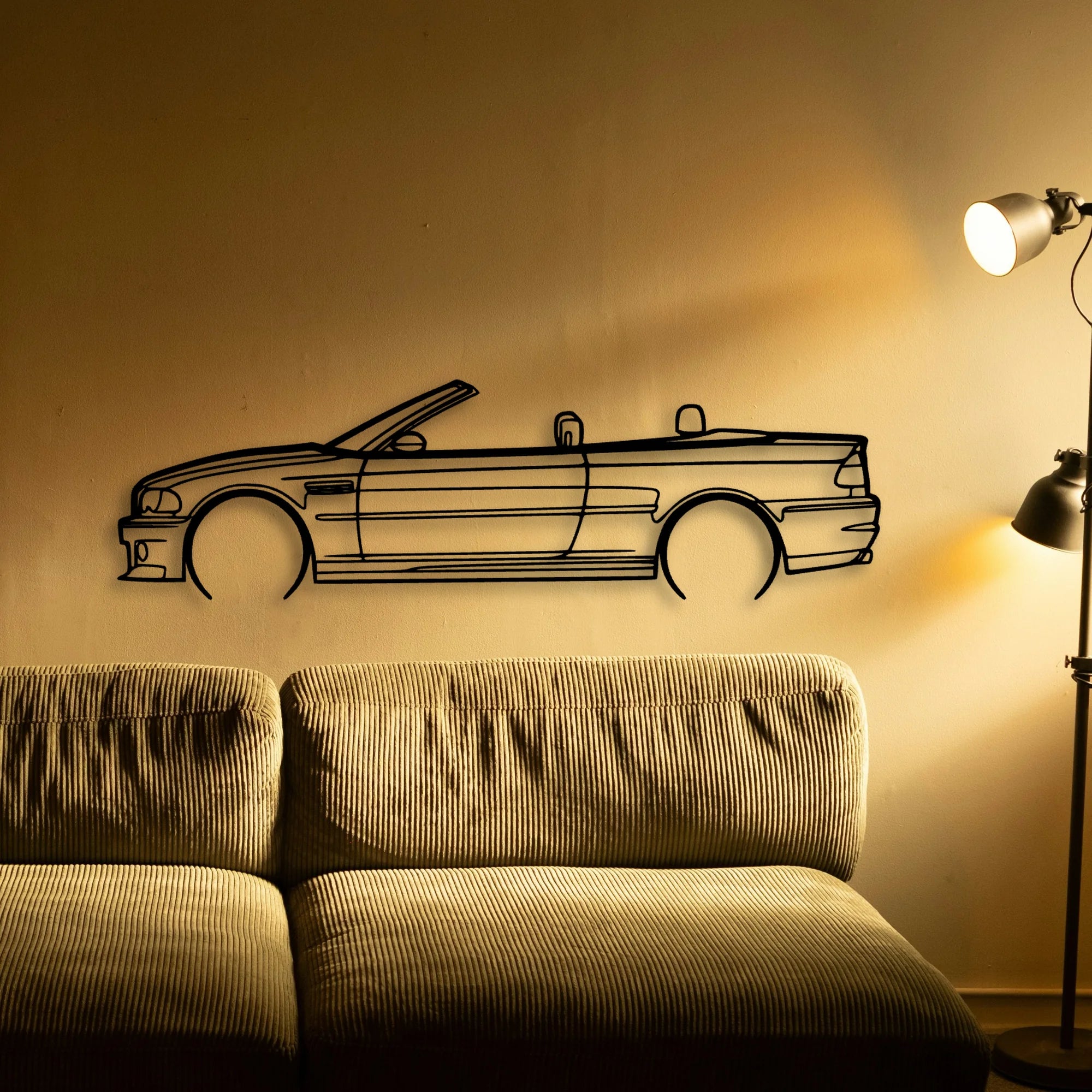 E46 M3 Convertible 2 Classic Silhouette Metal Wall Art - Automotive Garage Decor
