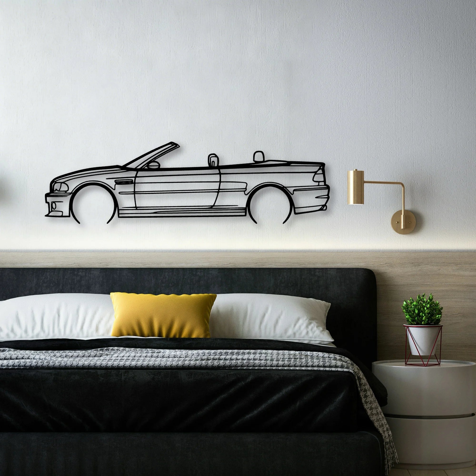 E46 M3 Convertible 2 Classic Silhouette Metal Wall Art - Automotive Garage Decor