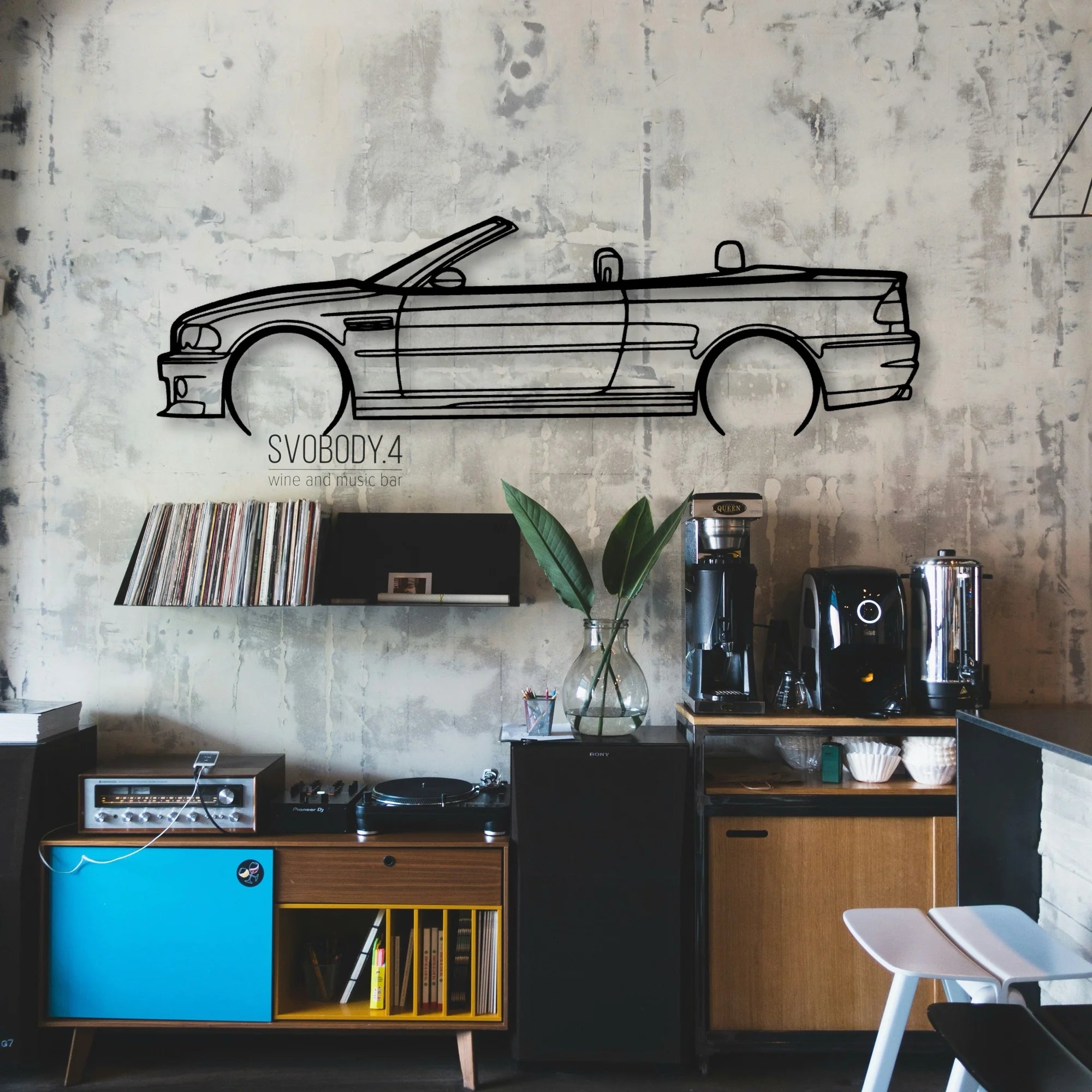 E46 M3 Convertible 2 Classic Silhouette Metal Wall Art - Automotive Garage Decor