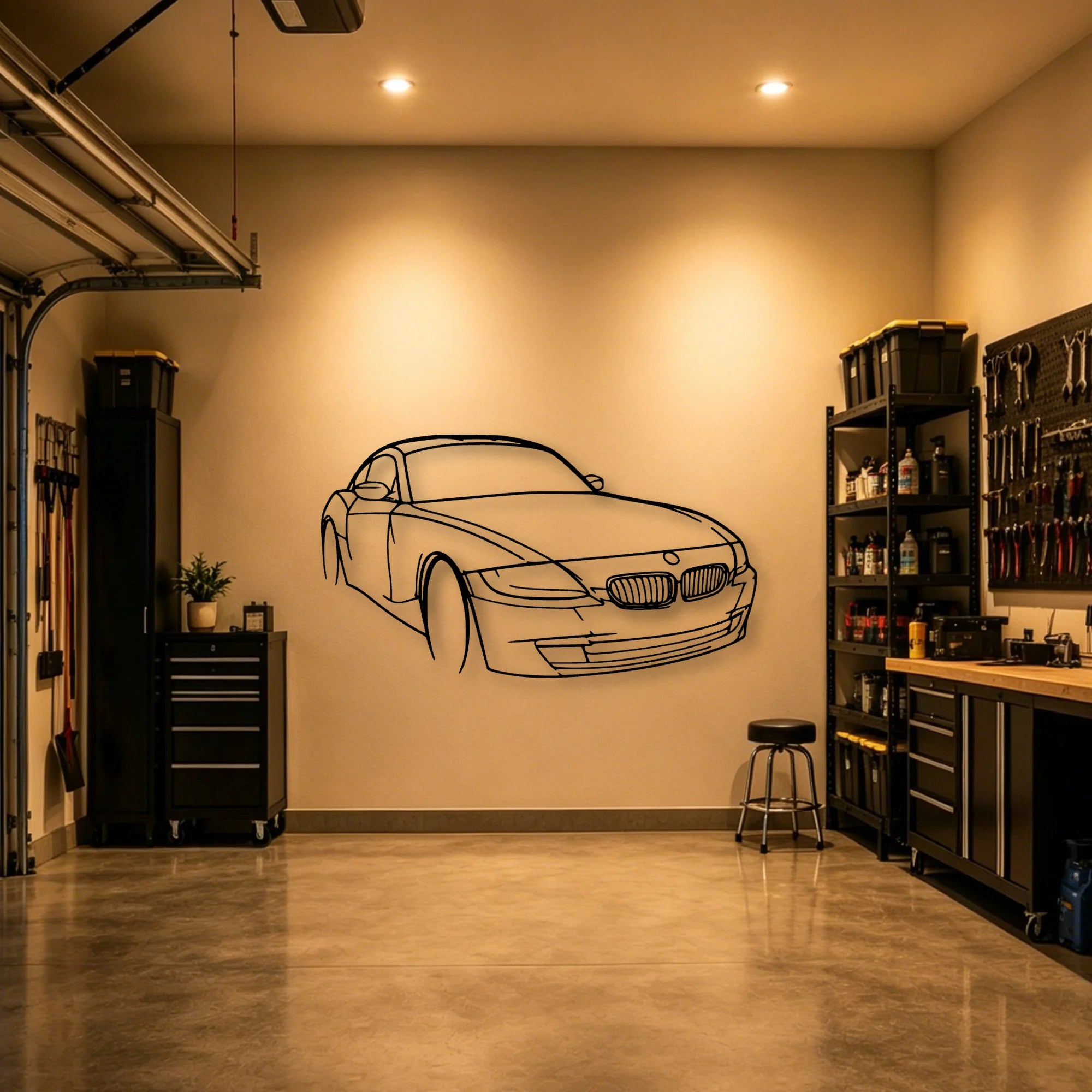 E86 Z4 Angle Classic Silhouette Metal Wall Art - Automotive Garage Decor