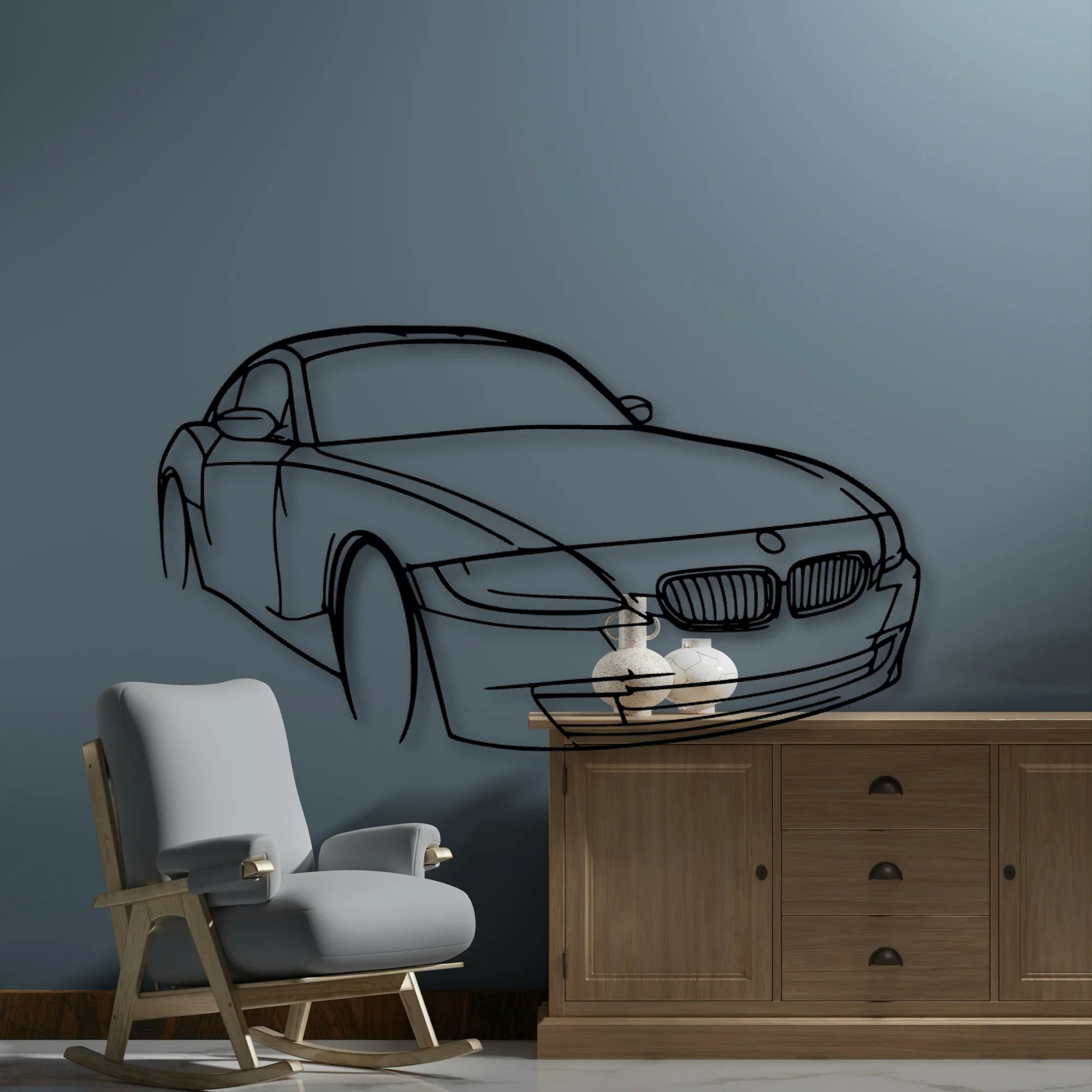 E86 Z4 Angle Classic Silhouette Metal Wall Art - Automotive Garage Decor