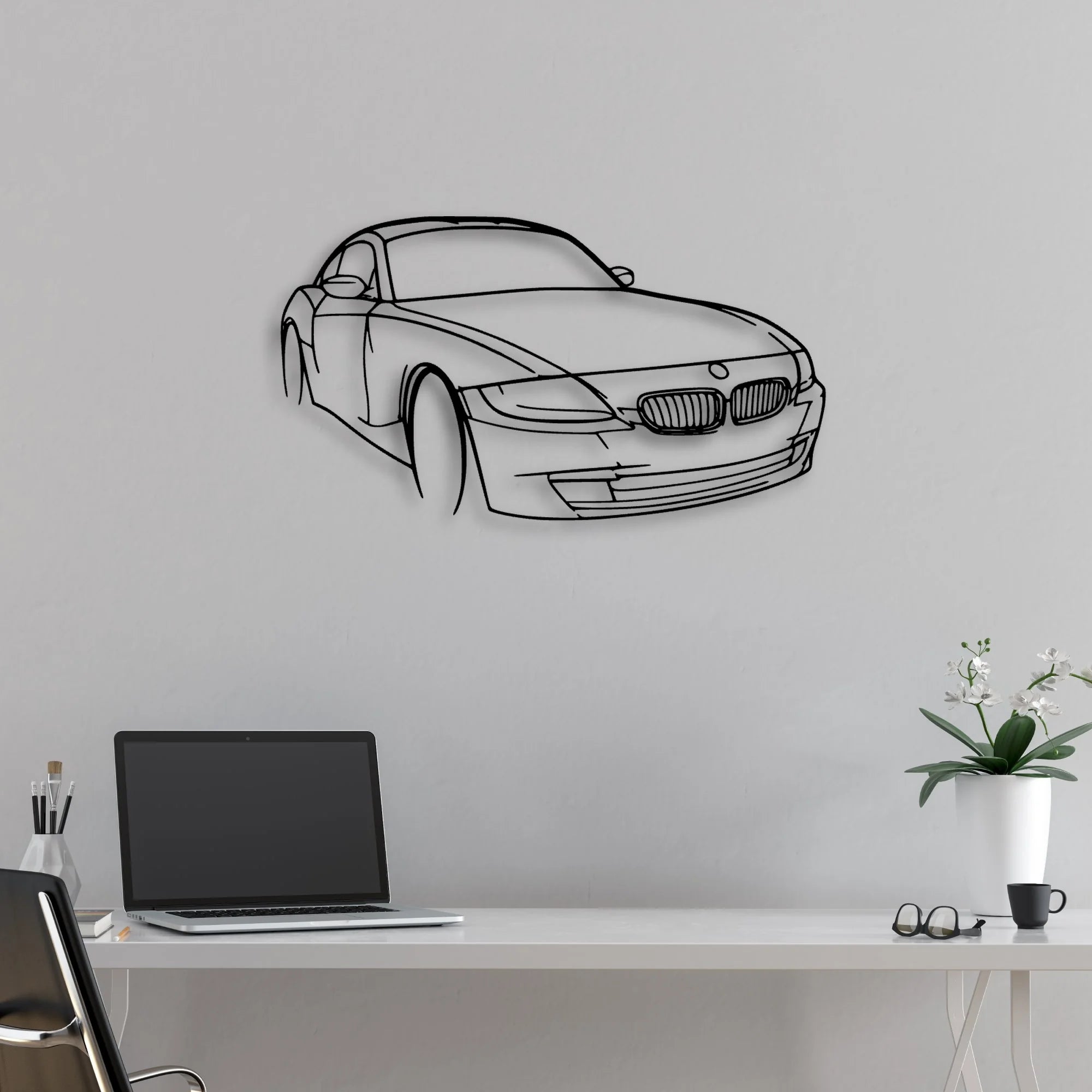 E86 Z4 Angle Classic Silhouette Metal Wall Art - Automotive Garage Decor