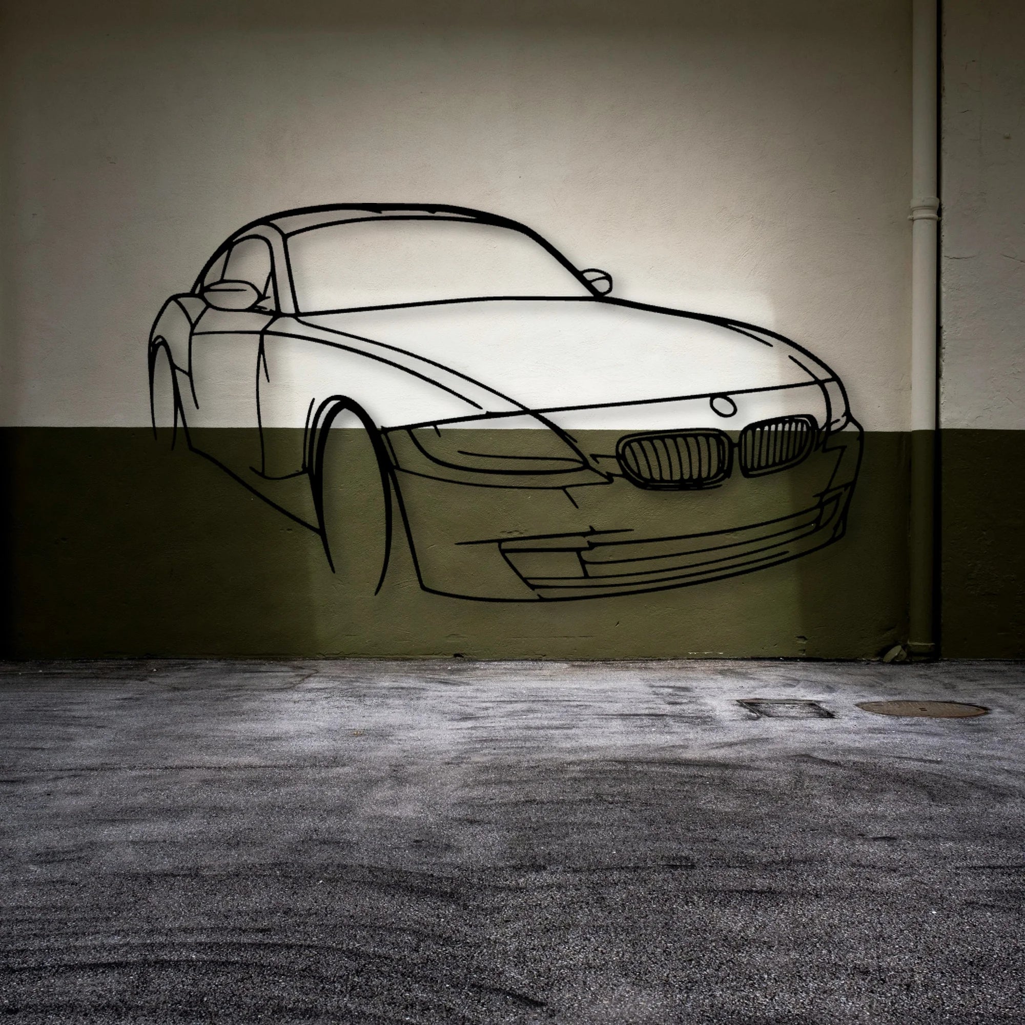 E86 Z4 Angle Classic Silhouette Metal Wall Art - Automotive Garage Decor