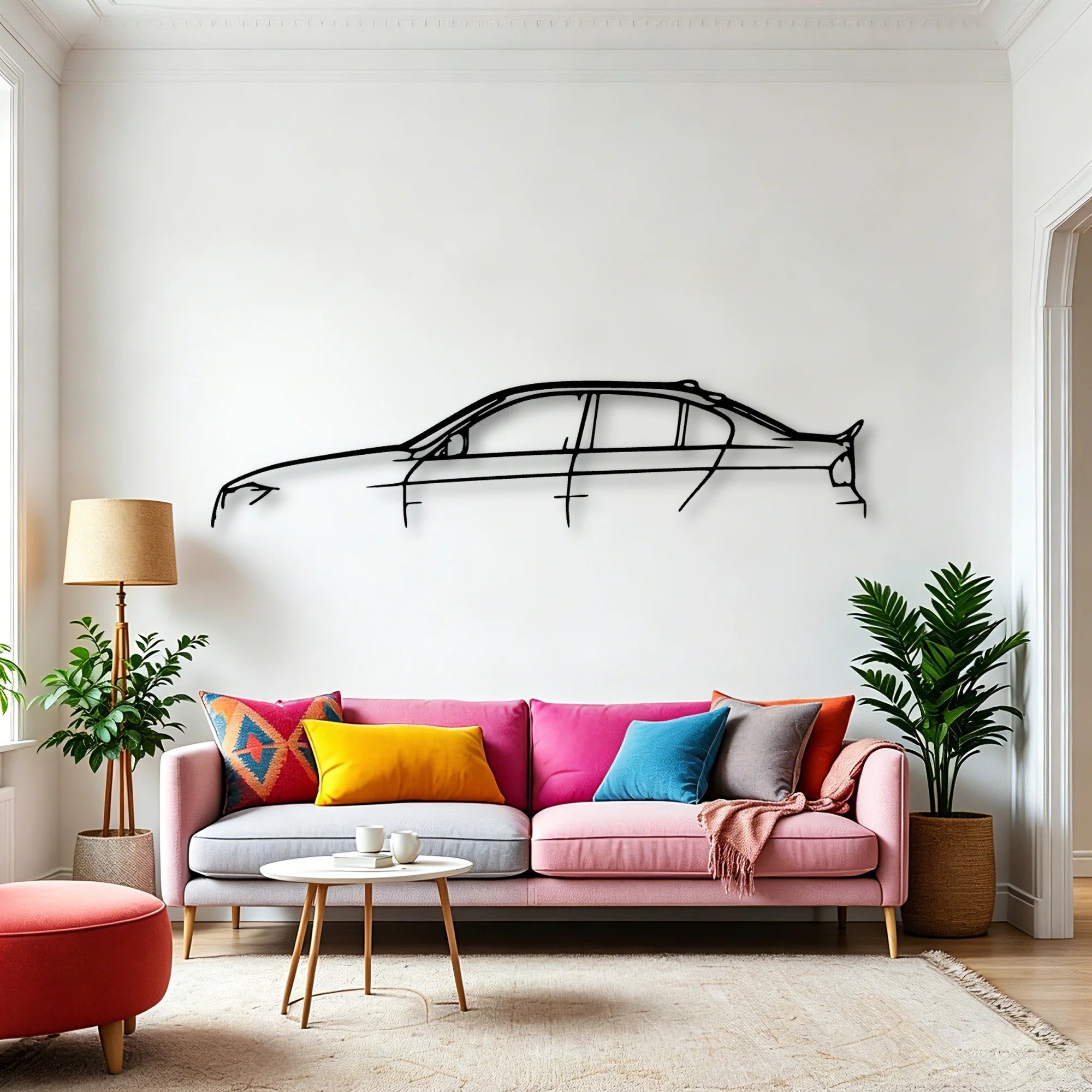 E90 2007 Classic Silhouette Metal Wall Art - Automotive Garage Decor