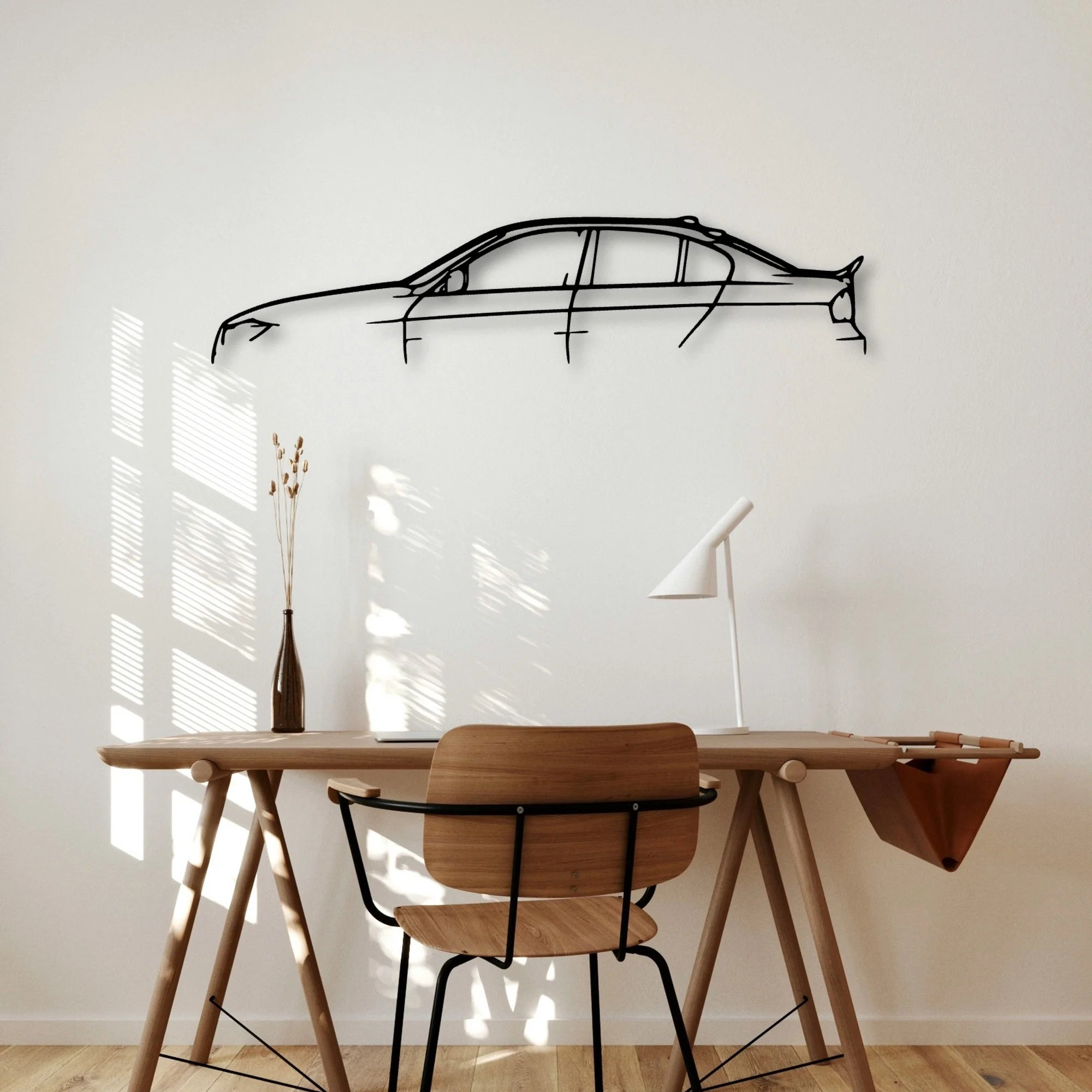 E90 2007 Classic Silhouette Metal Wall Art - Automotive Garage Decor