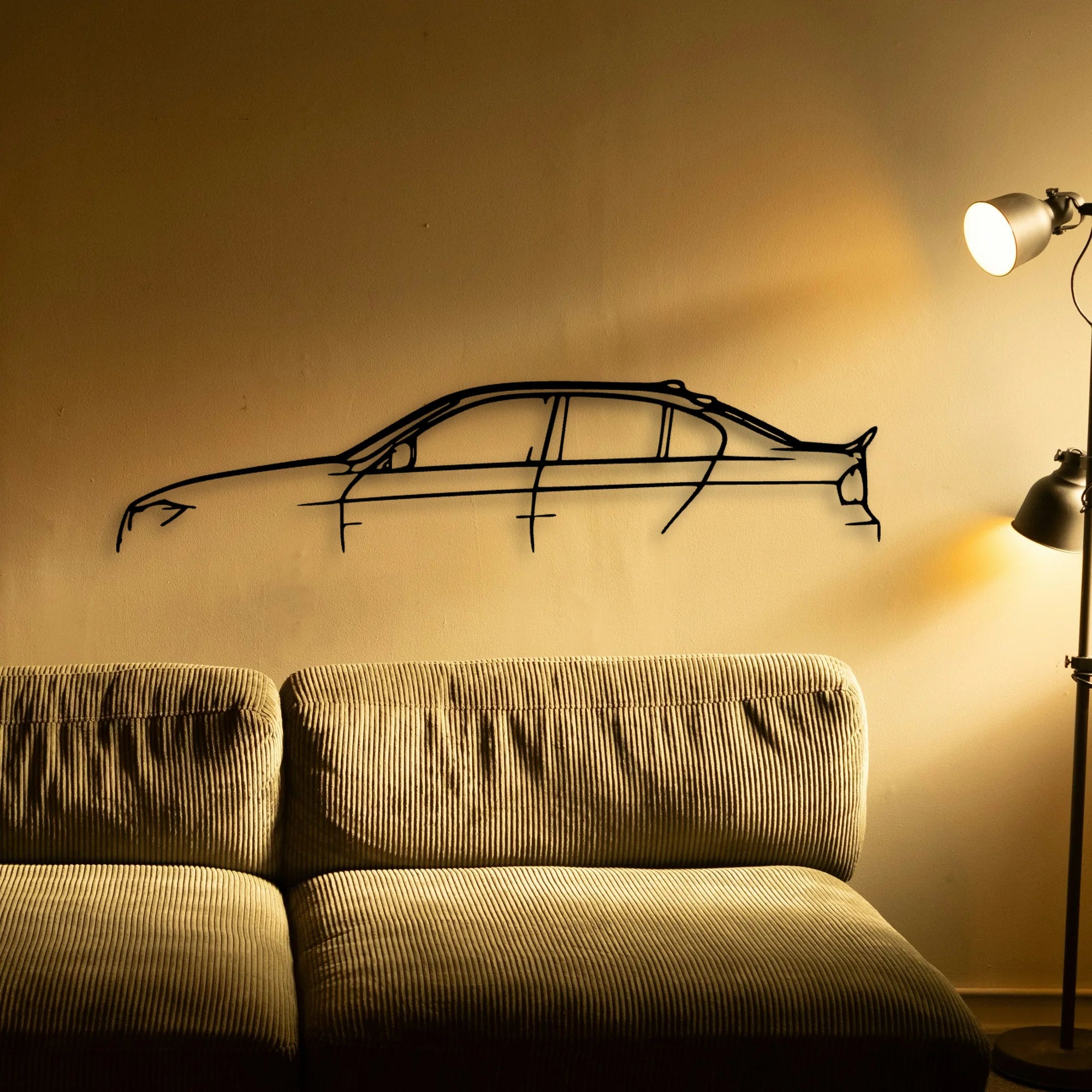 E90 2007 Classic Silhouette Metal Wall Art - Automotive Garage Decor