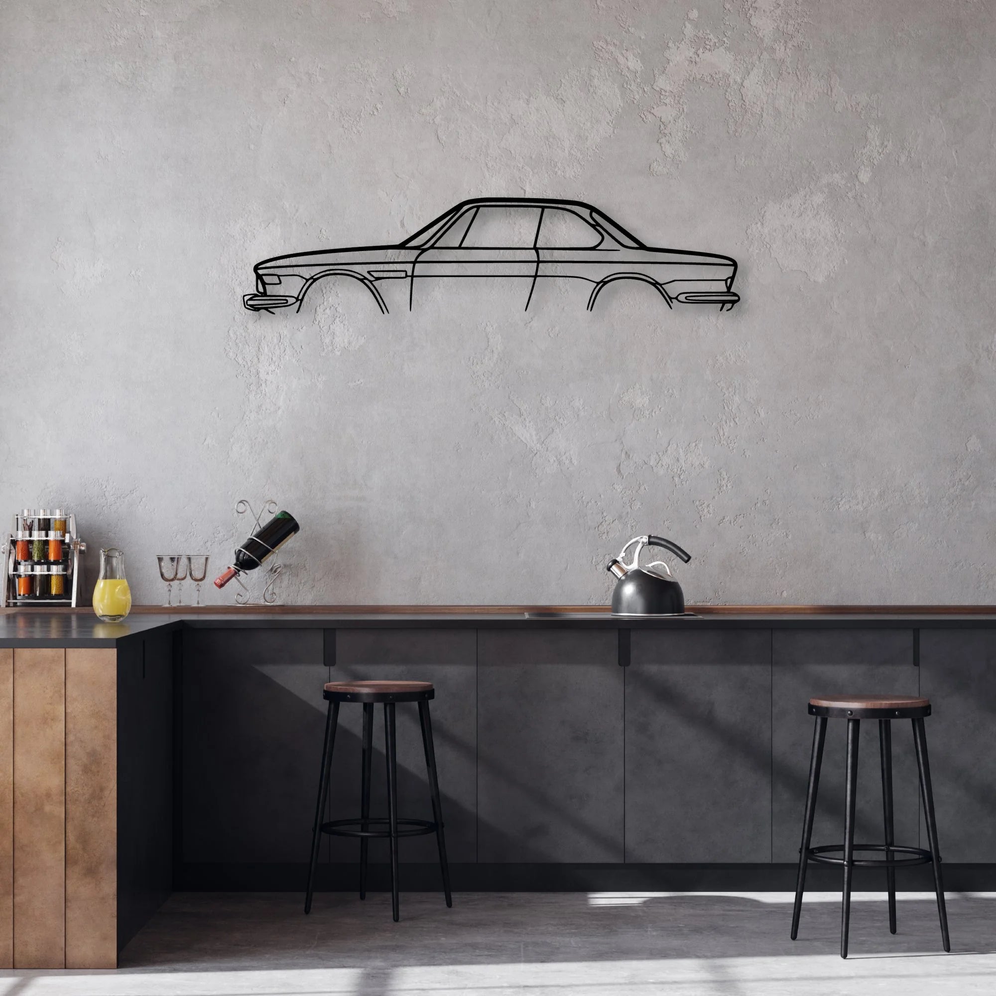 E9 3.0 CSL Classic Silhouette Metal Wall Art - Automotive Garage Decor