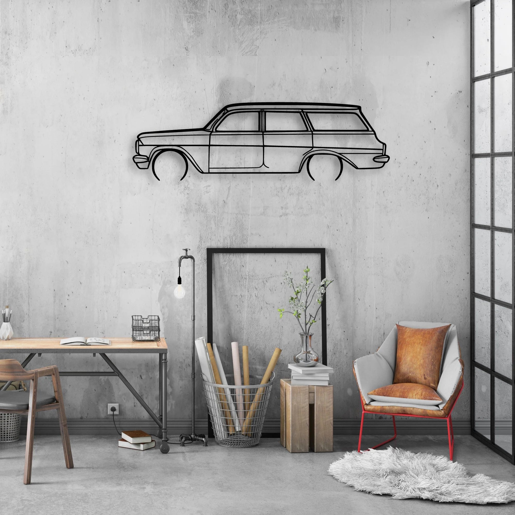 EJ Wagon 1963 Classic Silhouette Metal Wall Art - Automotive Garage Decor