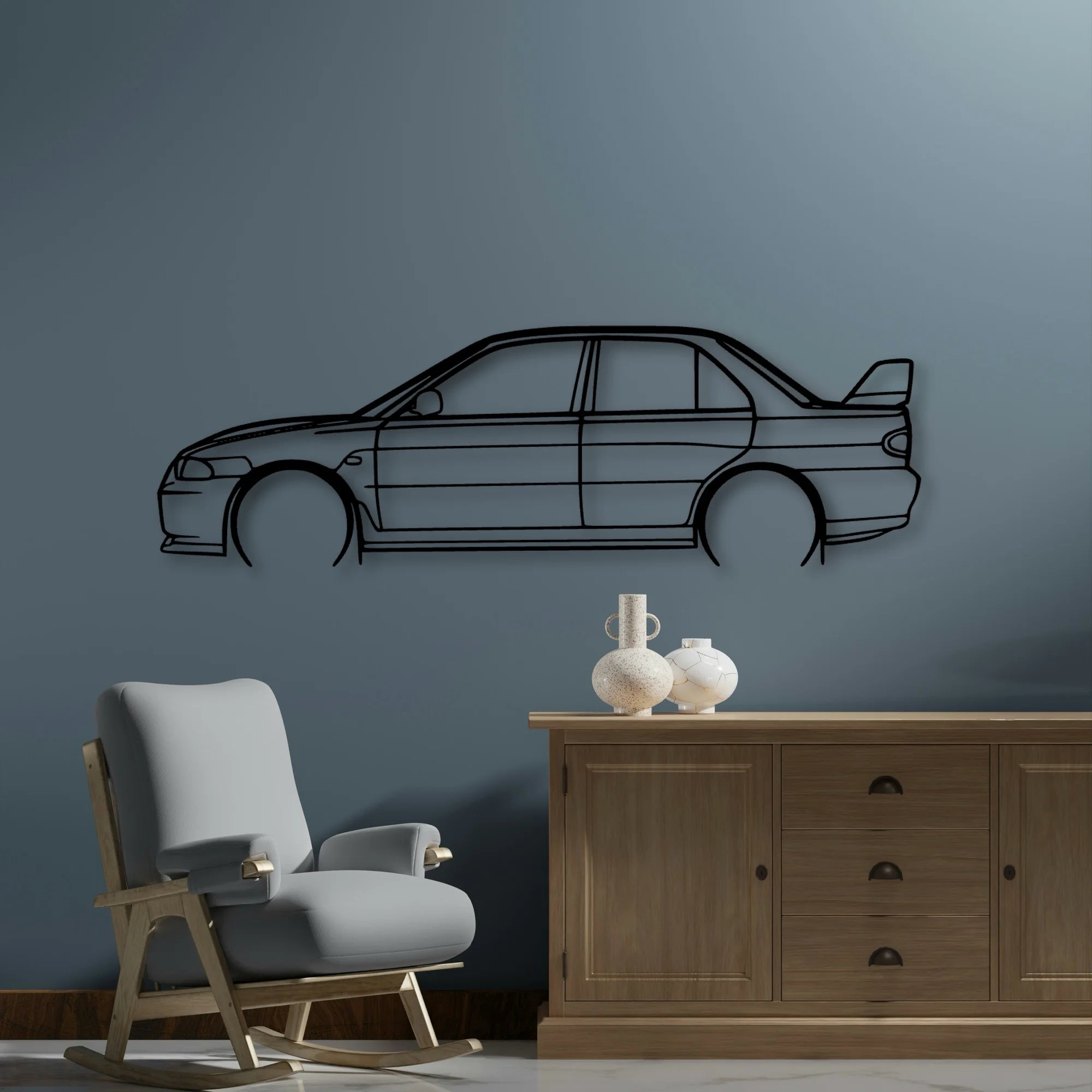 EVO 3 Classic Silhouette Metal Wall Art - Automotive Garage Decor