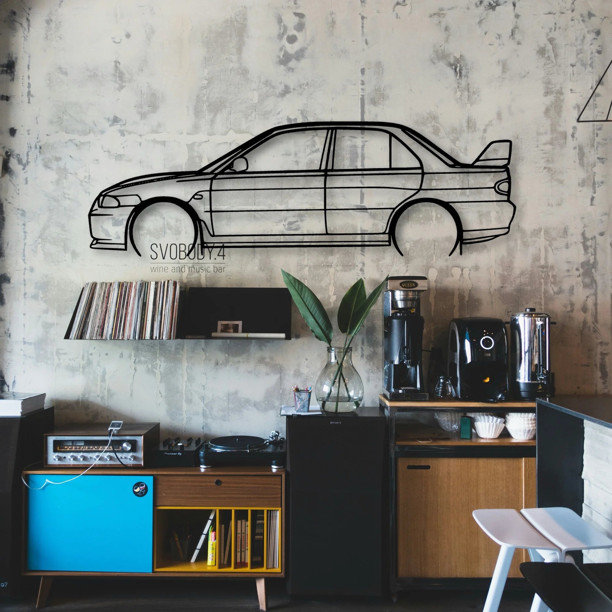 EVO 3 Classic Silhouette Metal Wall Art - Automotive Garage Decor