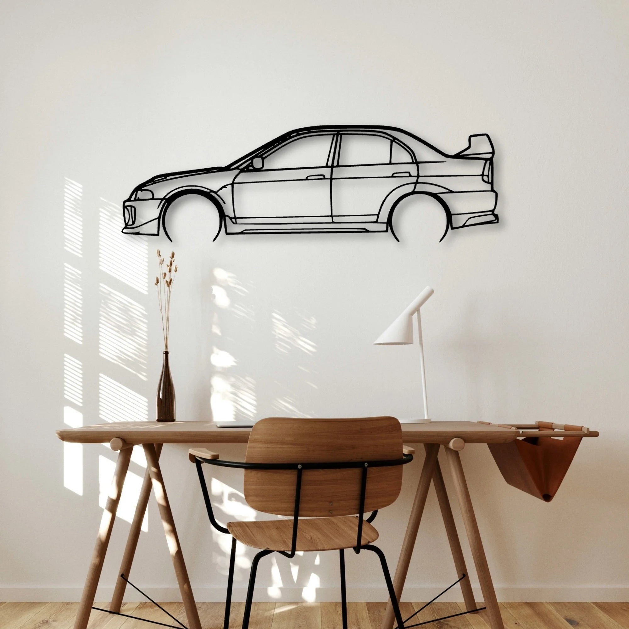 EVO V Classic Silhouette Metal Wall Art - Automotive Garage Decor
