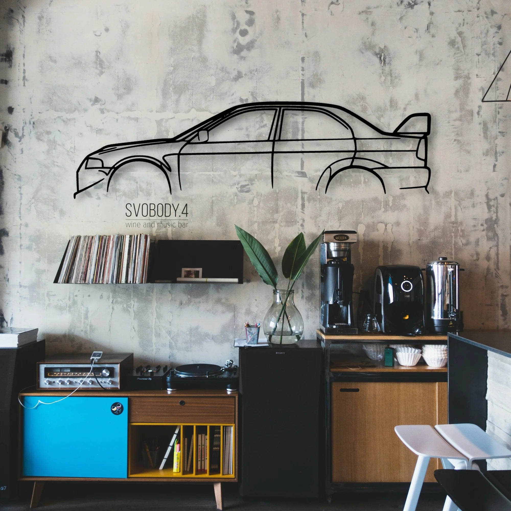 EVO VI Classic Silhouette Metal Wall Art - Automotive Garage Decor