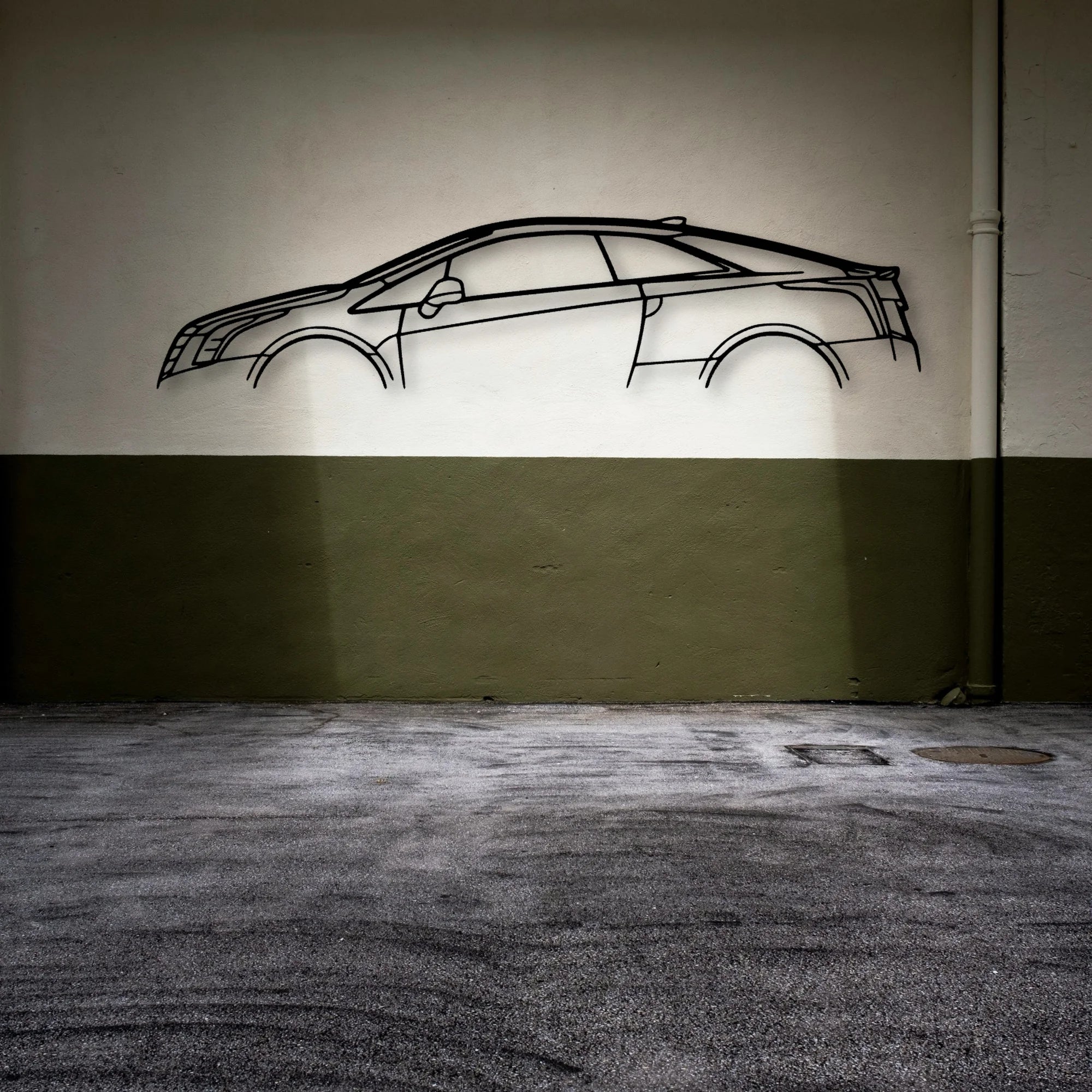 E 2016 Classic Silhouette Metal Wall Art - Automotive Garage Decor