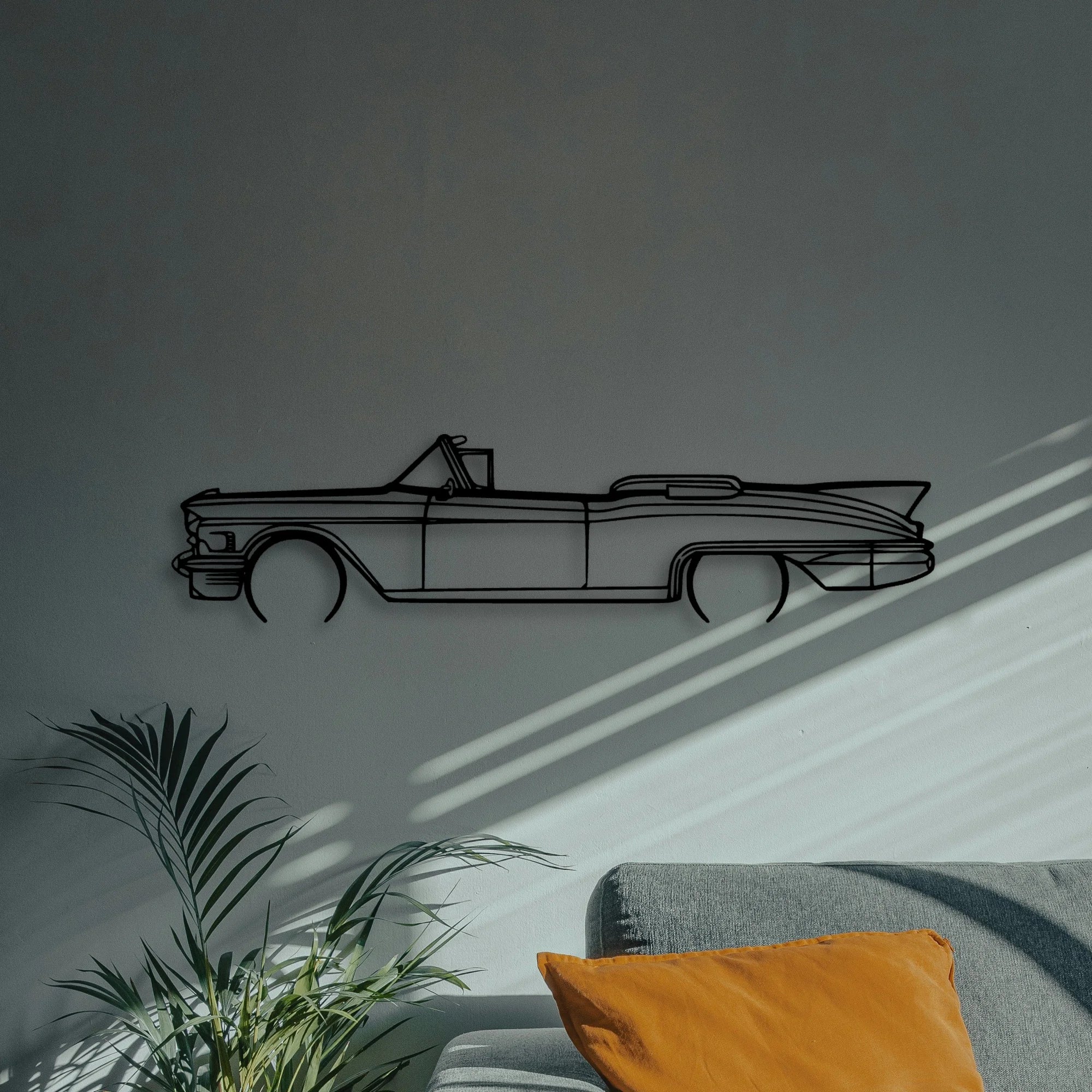 Eldo Biarritz 1958 Convertible 2 Classic Silhouette Metal Wall Art - Automotive Garage Decor