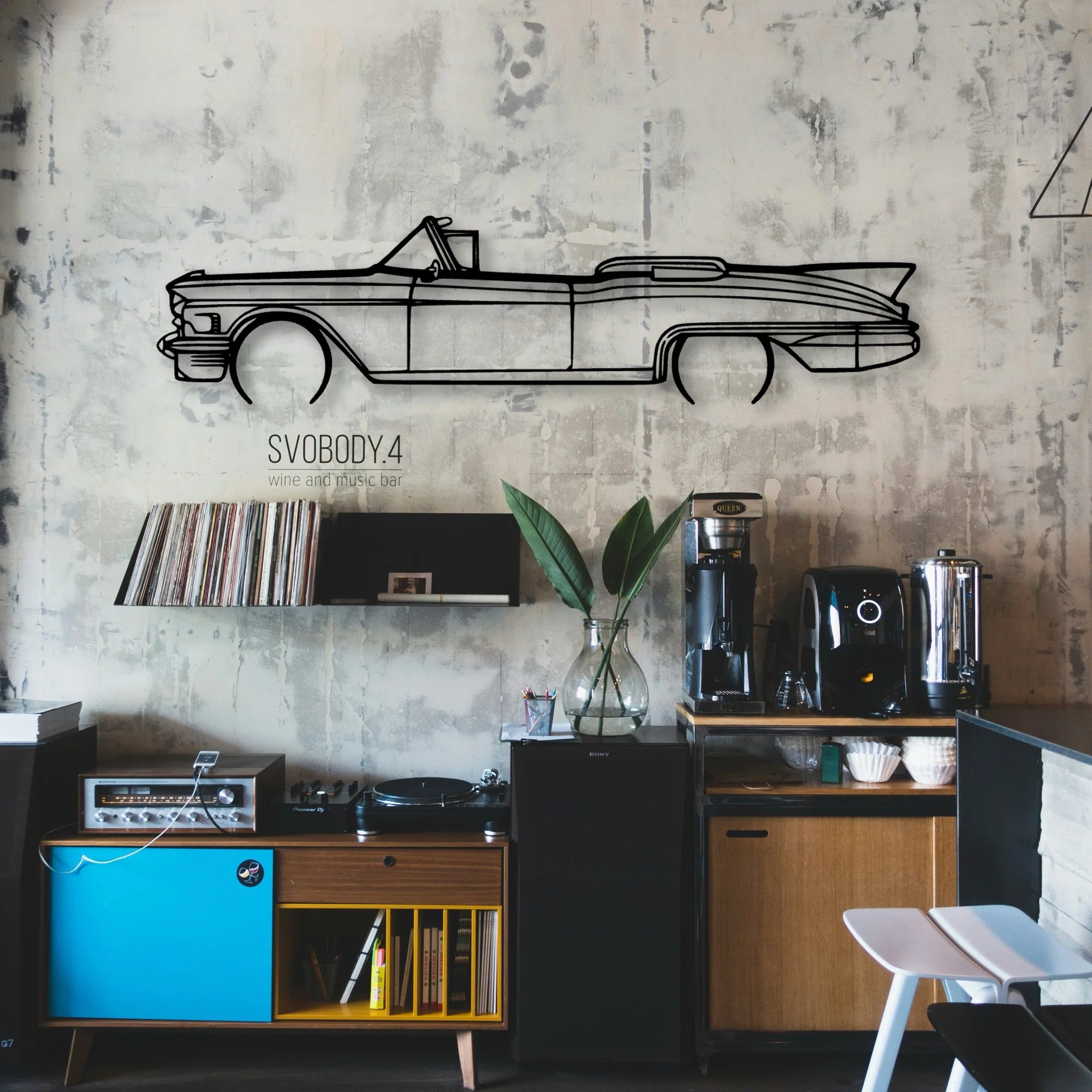 Eldo Biarritz 1958 Convertible 2 Classic Silhouette Metal Wall Art - Automotive Garage Decor