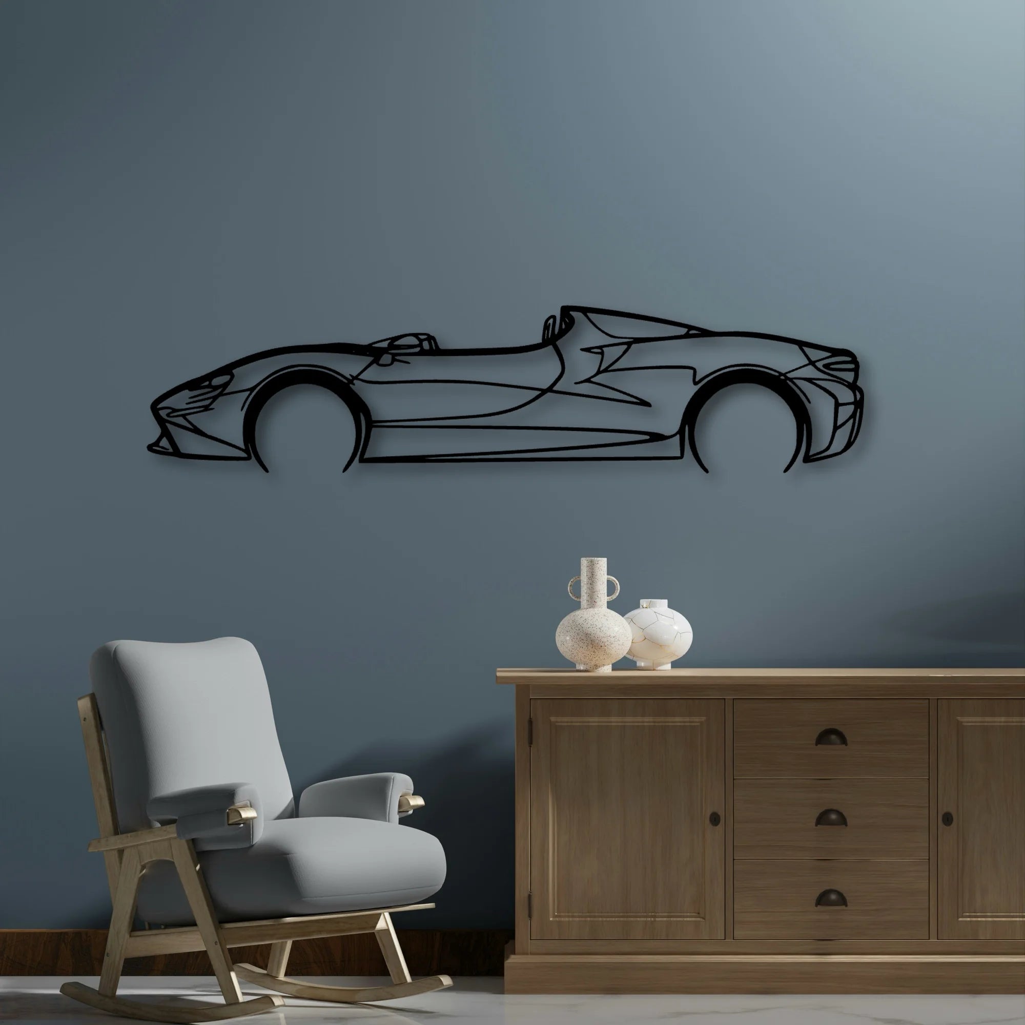 Elva 2022 Classic Silhouette Metal Wall Art - Automotive Garage Decor