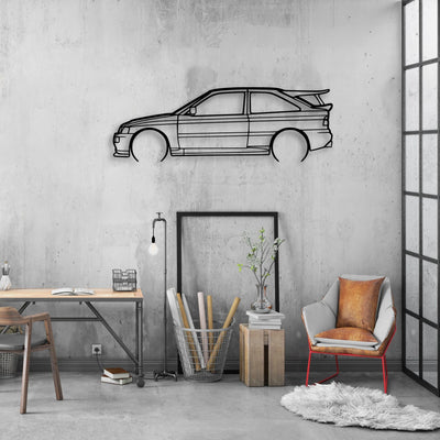 Escort Cossworth 1993 2 Classic Silhouette Metal Wall Art - Automotive Garage Decor
