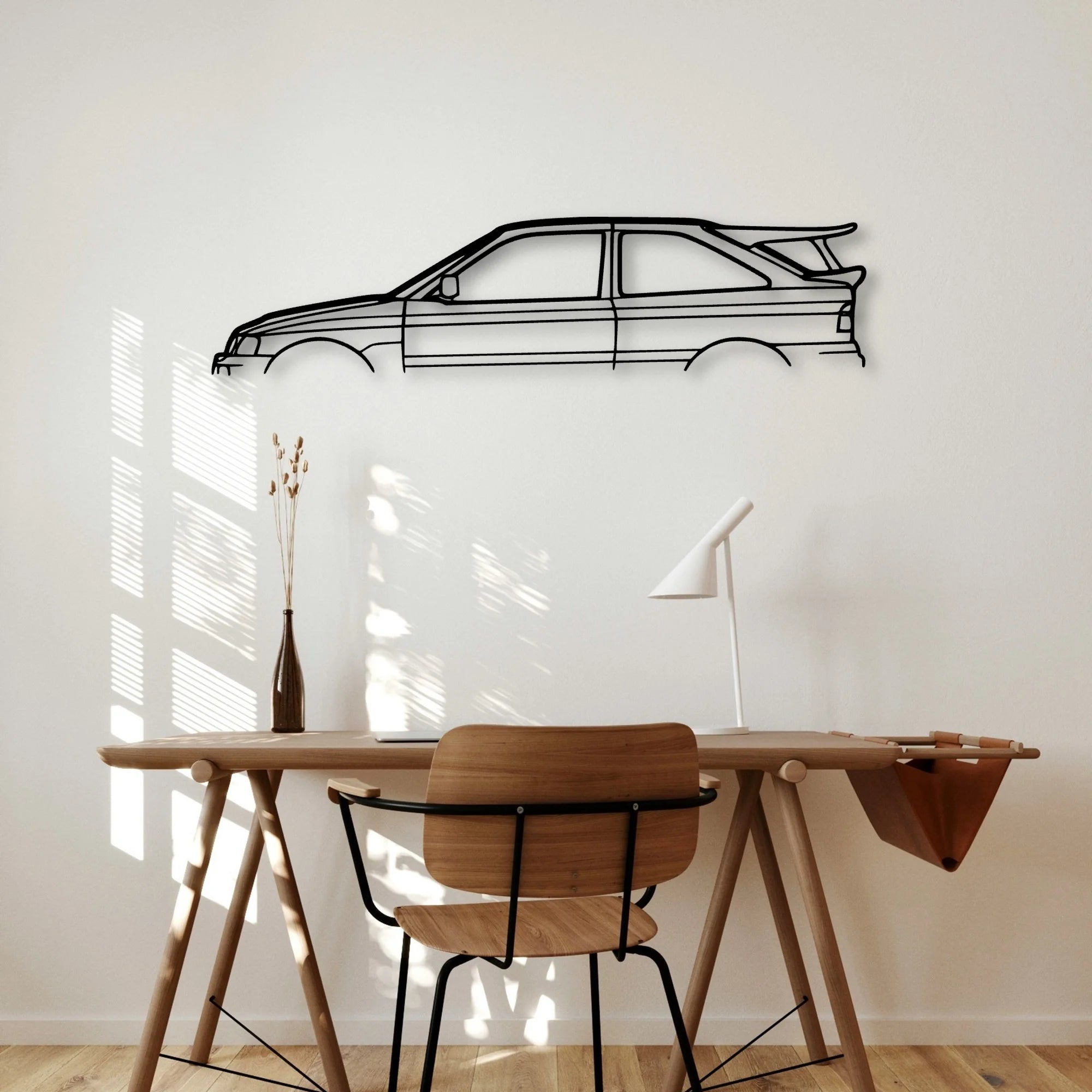 Escort Cosworth RS 1992 Classic Silhouette Metal Wall Art - Automotive Garage Decor