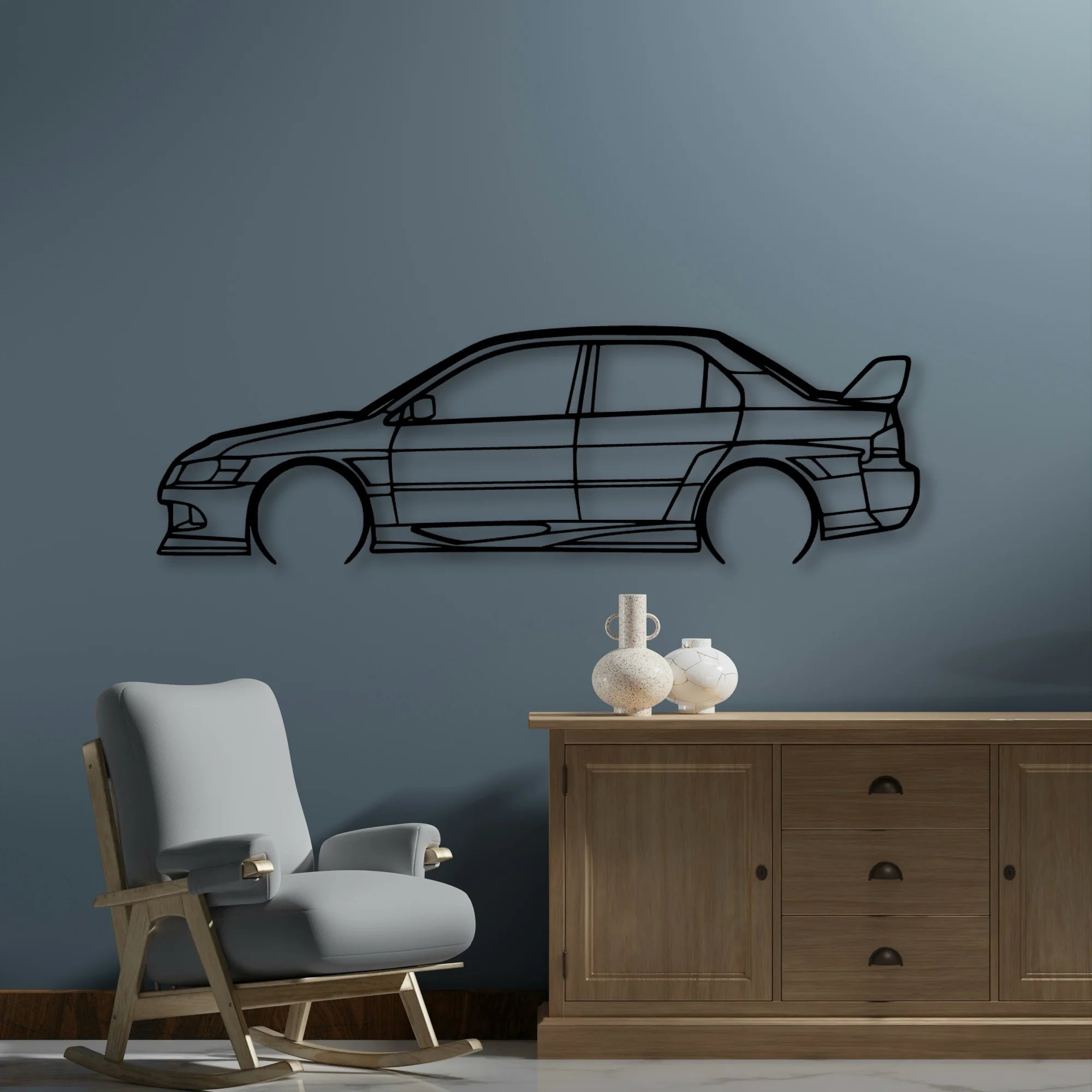 Evo VIII Widebody Classic Silhouette Metal Wall Art - Automotive Garage Decor