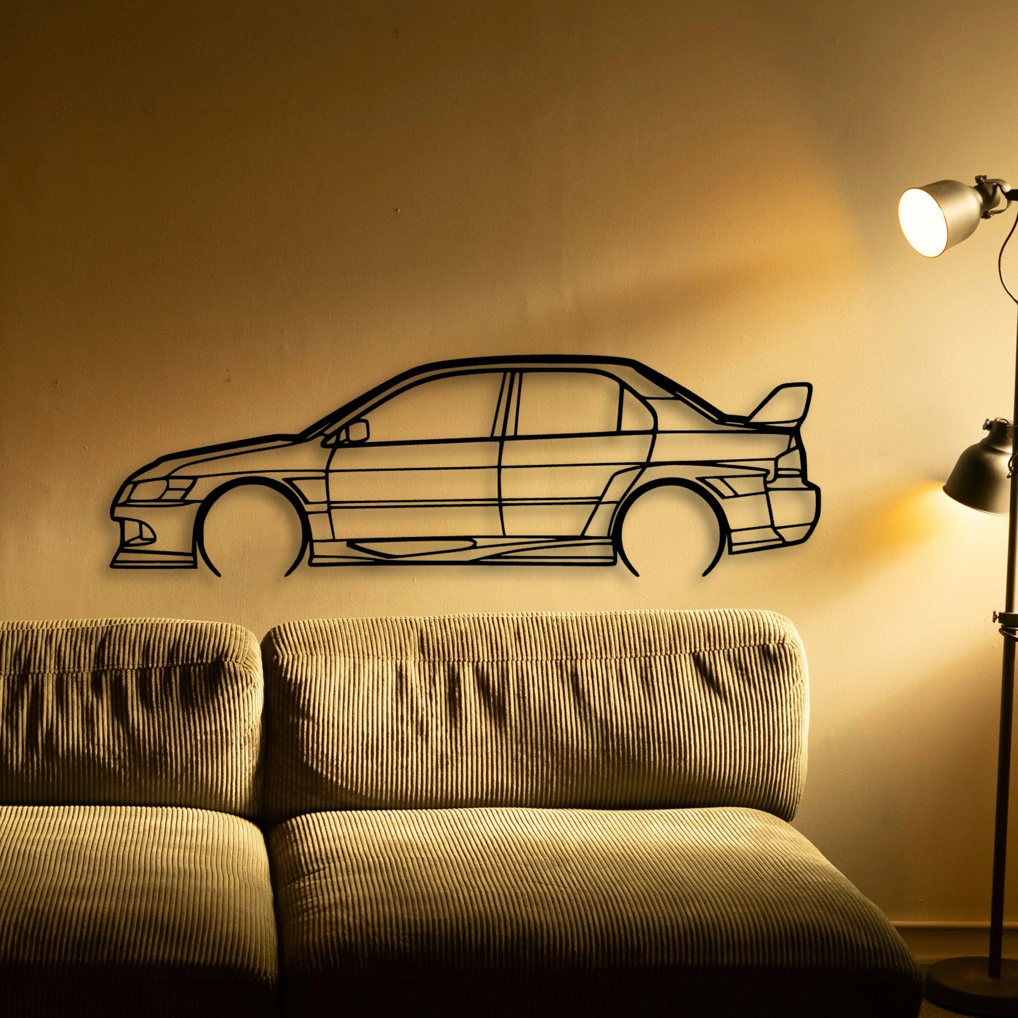 Evo VIII Widebody Classic Silhouette Metal Wall Art - Automotive Garage Decor