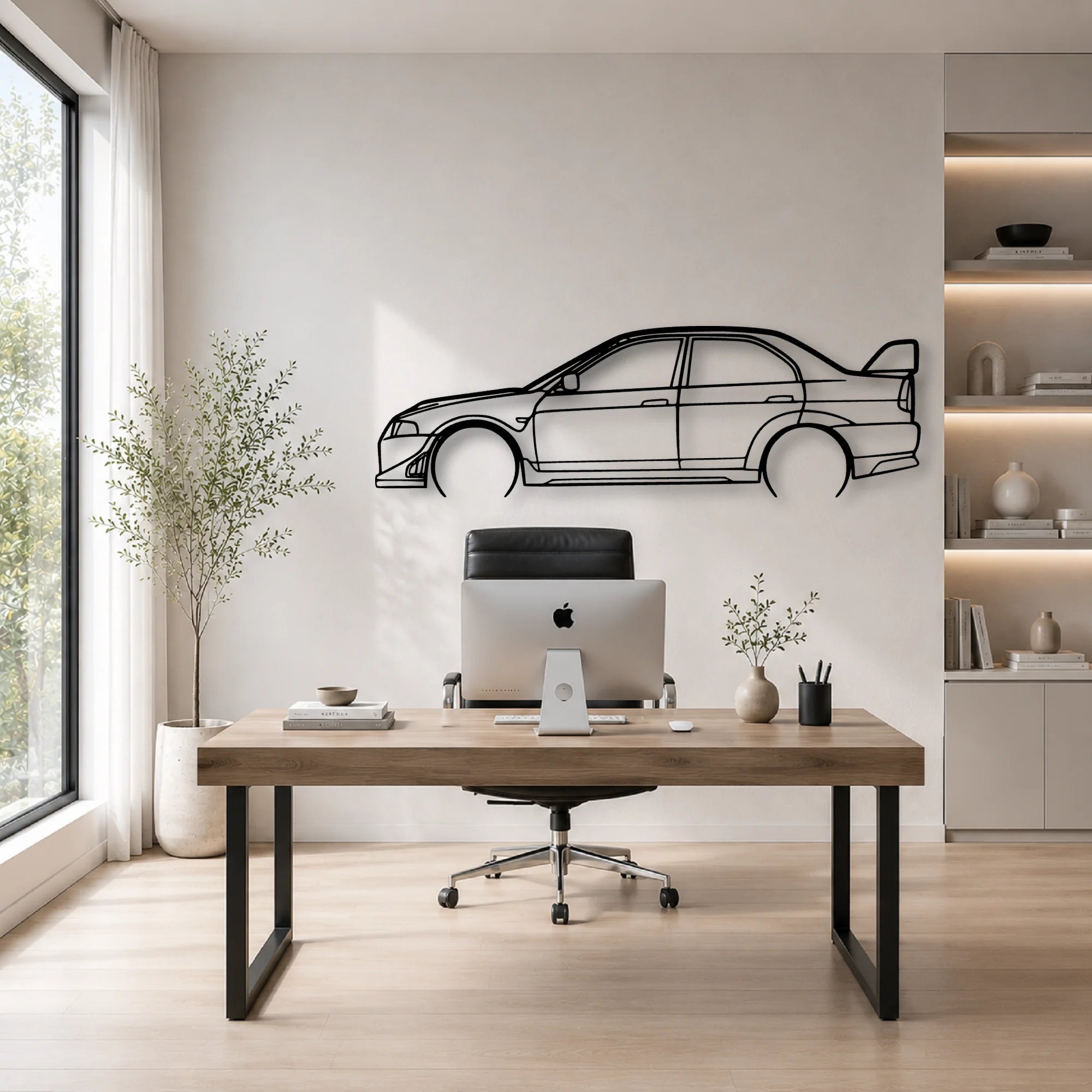 Evo VI 3 Classic Silhouette Metal Wall Art - Automotive Garage Decor