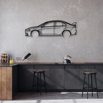 Evo X 2 Classic Silhouette Metal Wall Art - Automotive Garage Decor