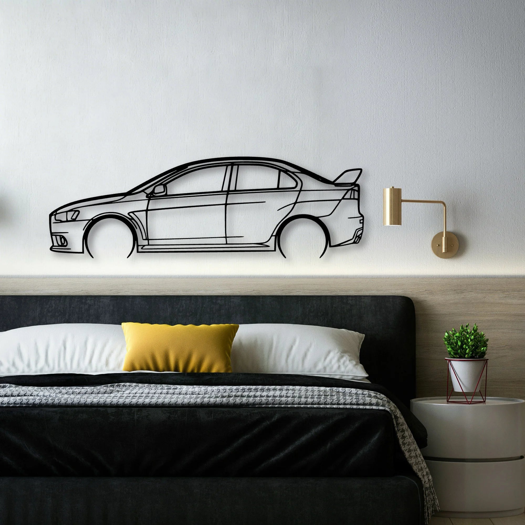 Evo X 2 Classic Silhouette Metal Wall Art - Automotive Garage Decor