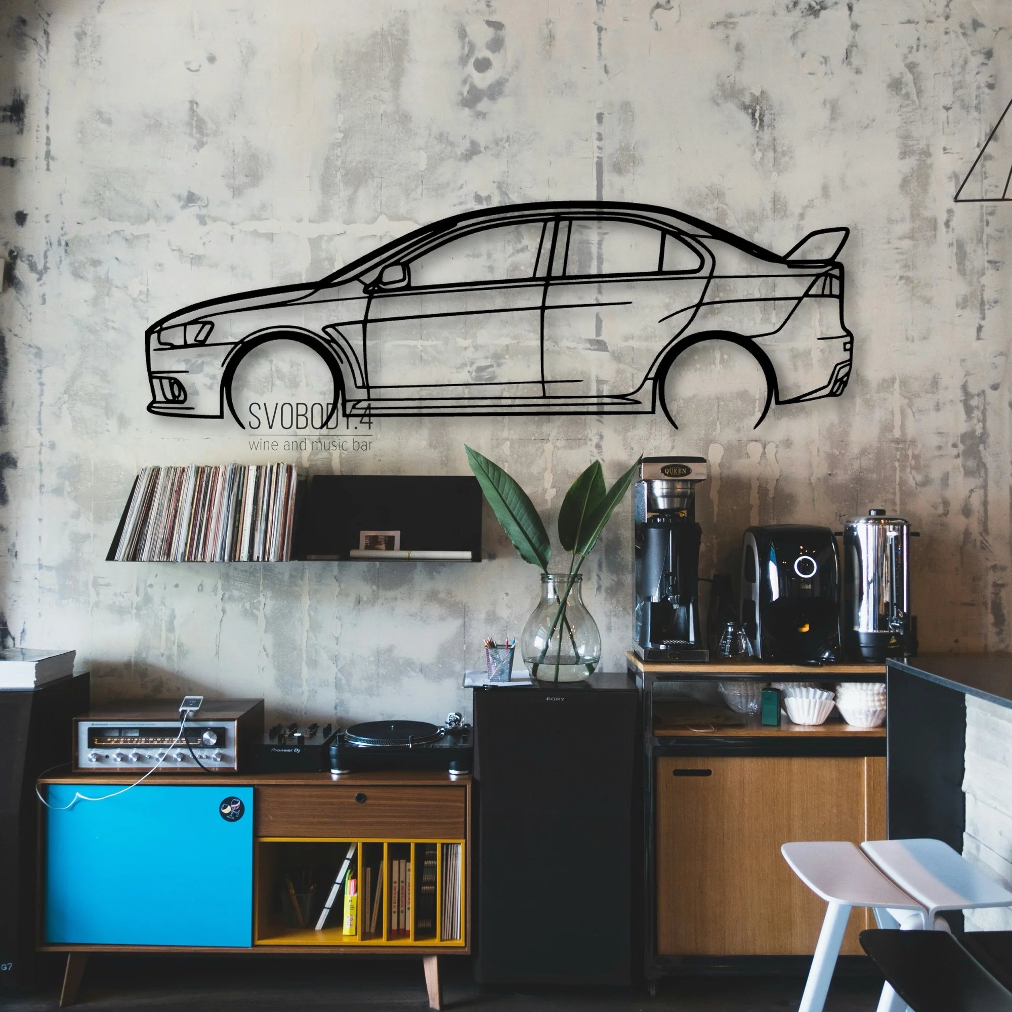 Evo X 2 Classic Silhouette Metal Wall Art - Automotive Garage Decor