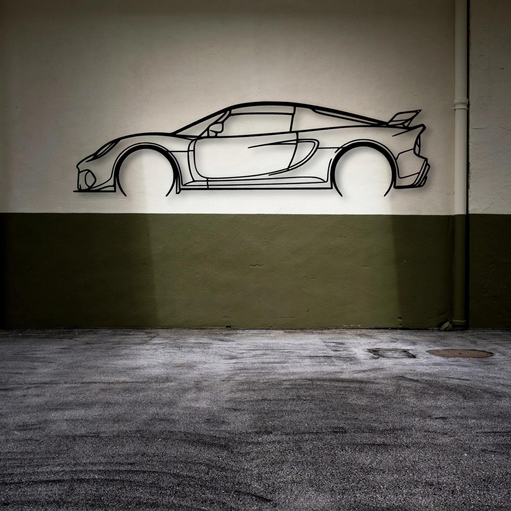 Exige 390 2 Classic Silhouette Metal Wall Art - Automotive Garage Decor