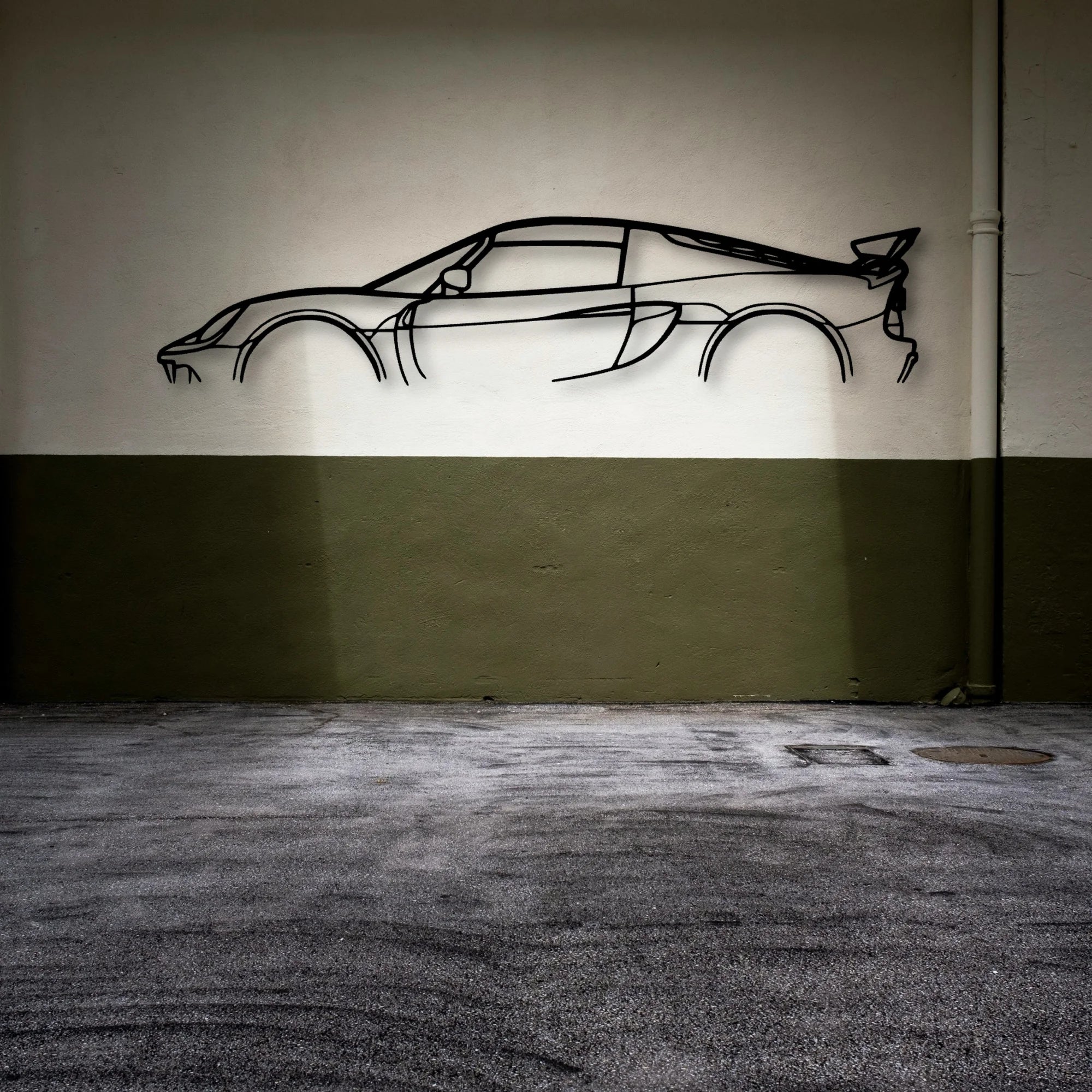 Exige 410 Classic Silhouette Metal Wall Art - Automotive Garage Decor