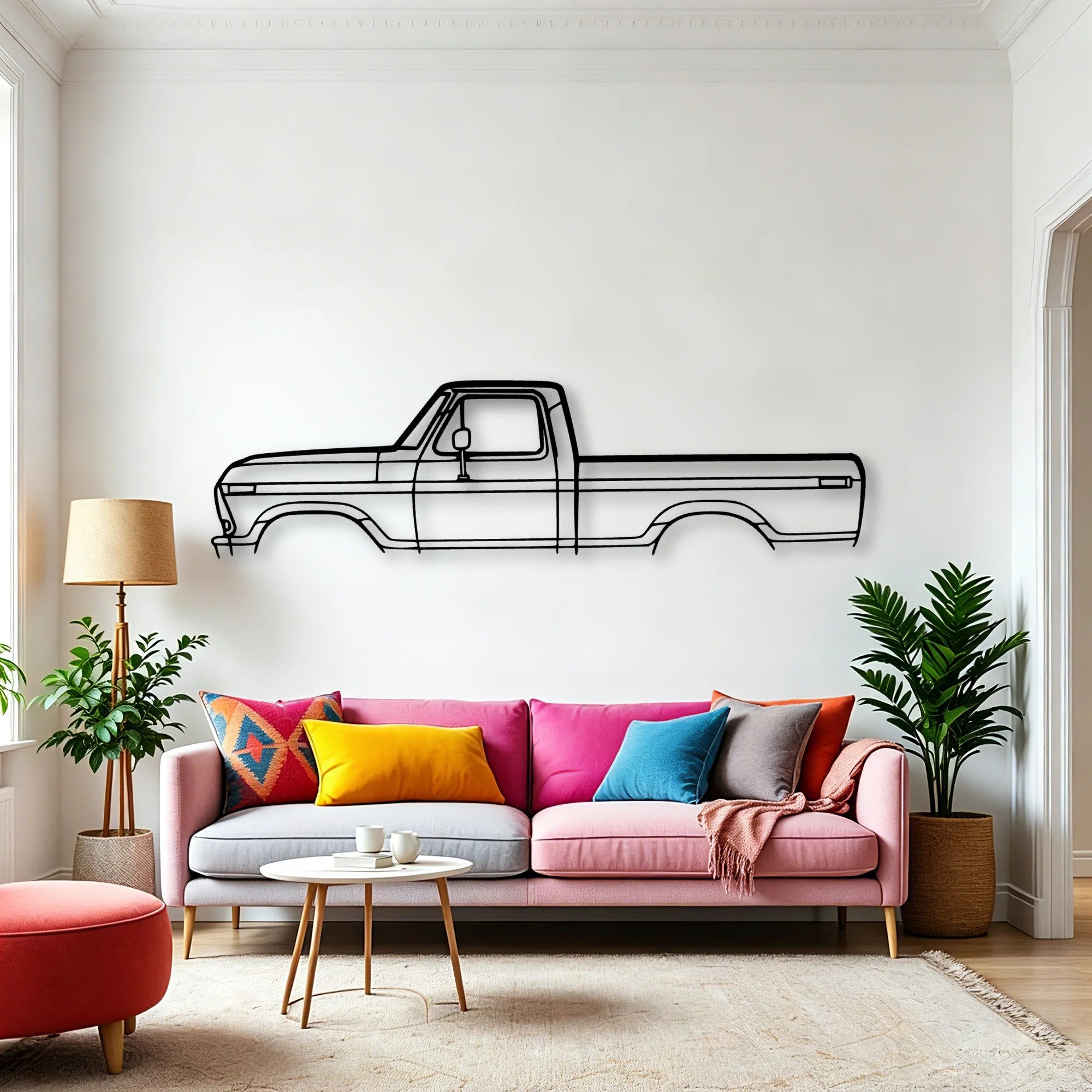 F 100 Classic Silhouette Metal Wall Art - Automotive Garage Decor