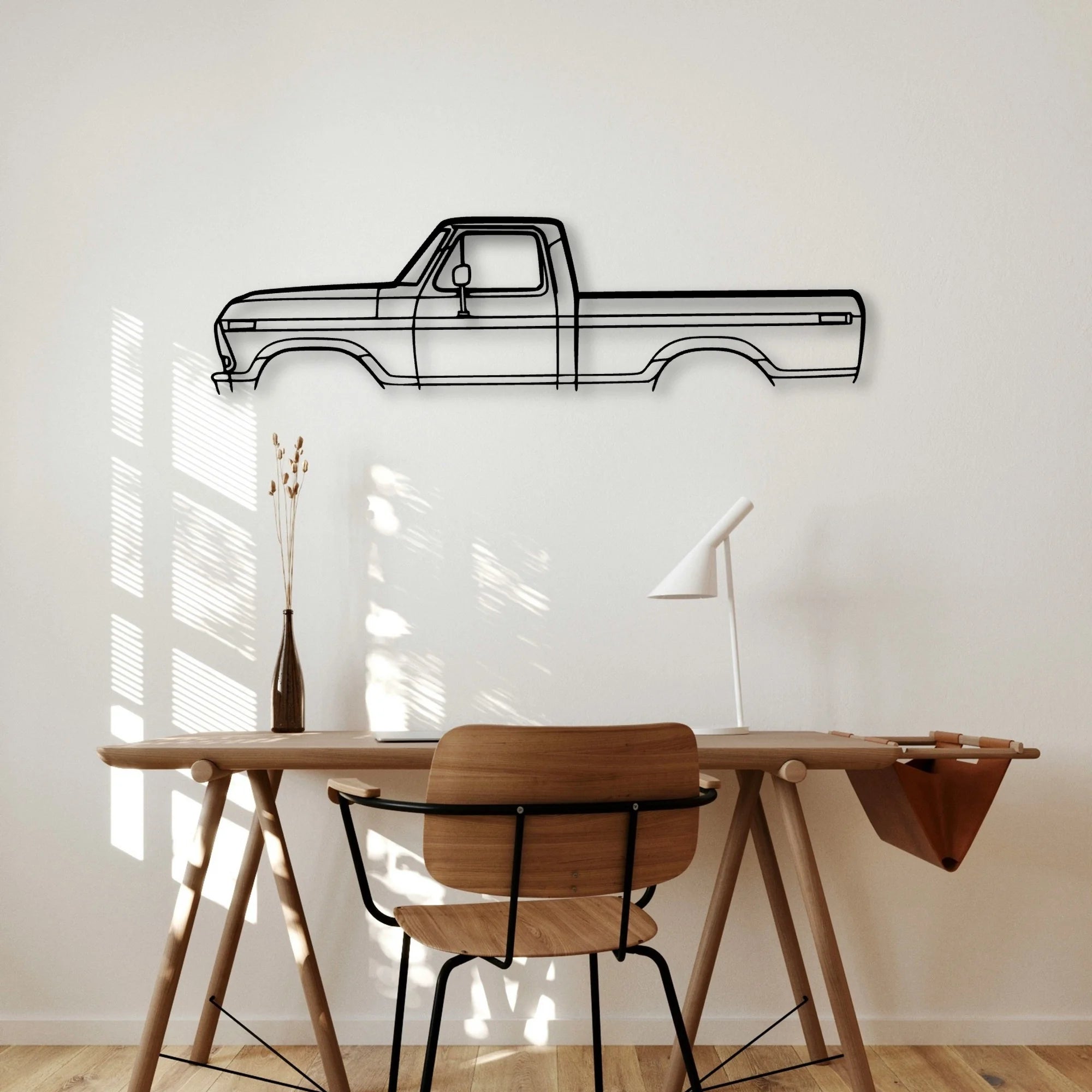F 100 Classic Silhouette Metal Wall Art - Automotive Garage Decor