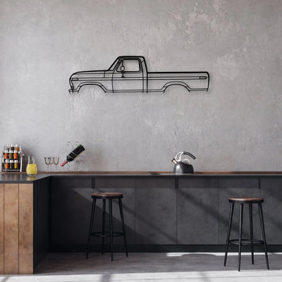 F-100 Classic Silhouette Metal Wall Art - Automotive Garage Decor