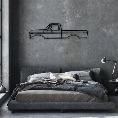F-100 Classic Silhouette Metal Wall Art - Automotive Garage Decor
