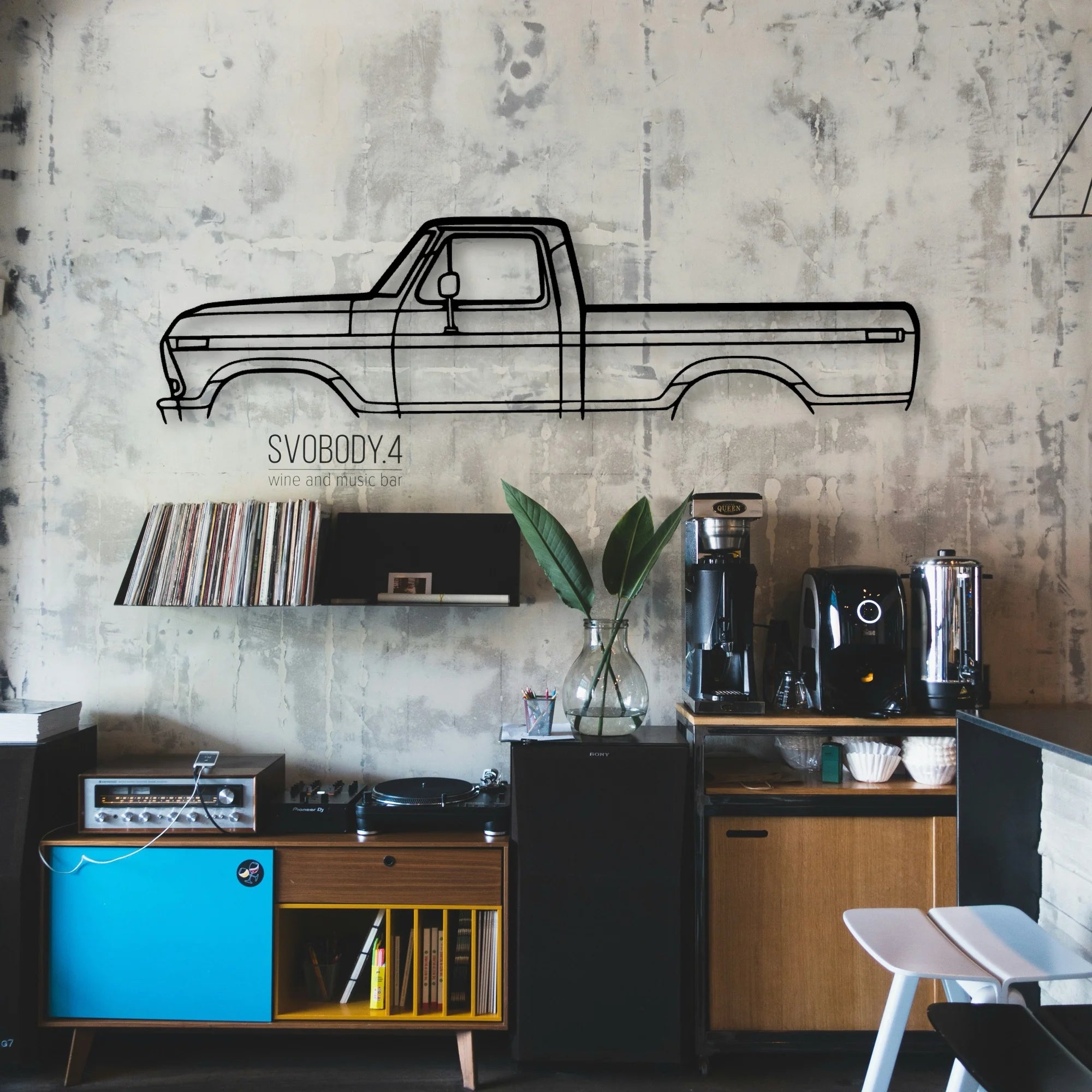 F 100 Classic Silhouette Metal Wall Art - Automotive Garage Decor