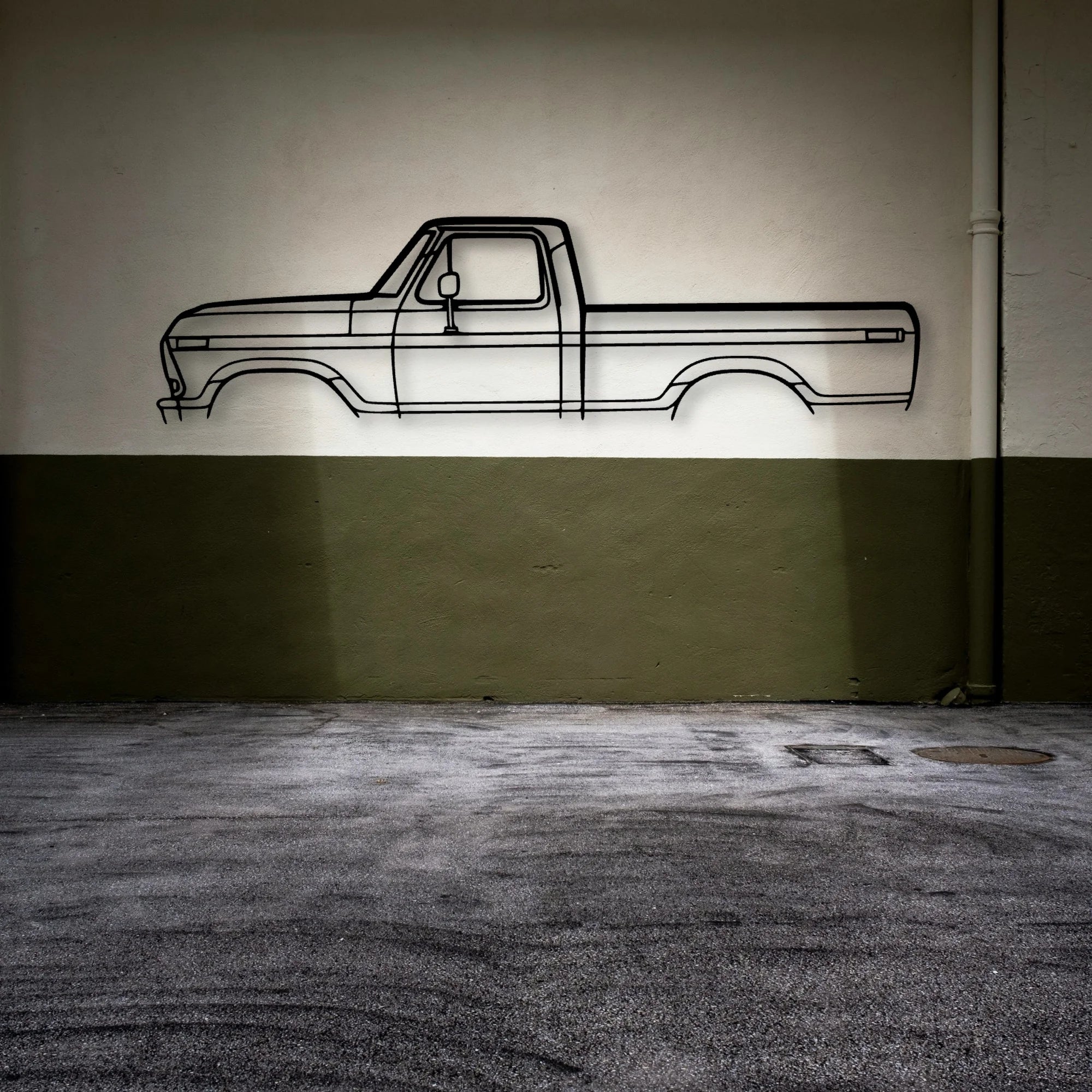 F 100 Classic Silhouette Metal Wall Art - Automotive Garage Decor