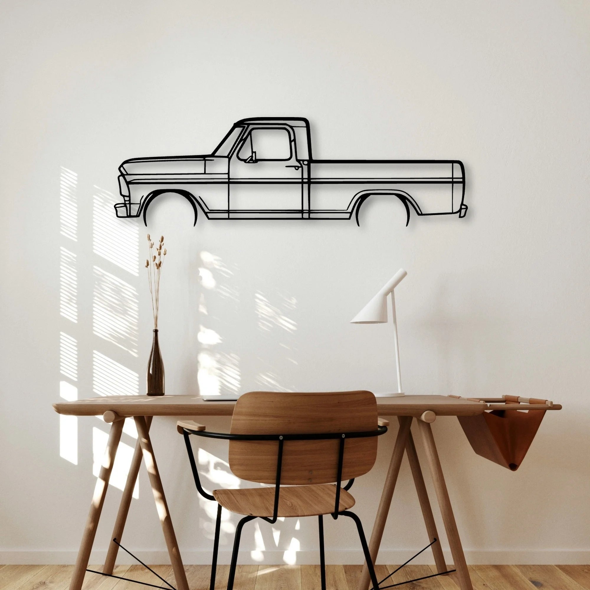 F 100 1969 Classic Silhouette Metal Wall Art - Automotive Garage Decor