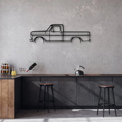 F-100 1969 Classic Silhouette Metal Wall Art - Automotive Garage Decor