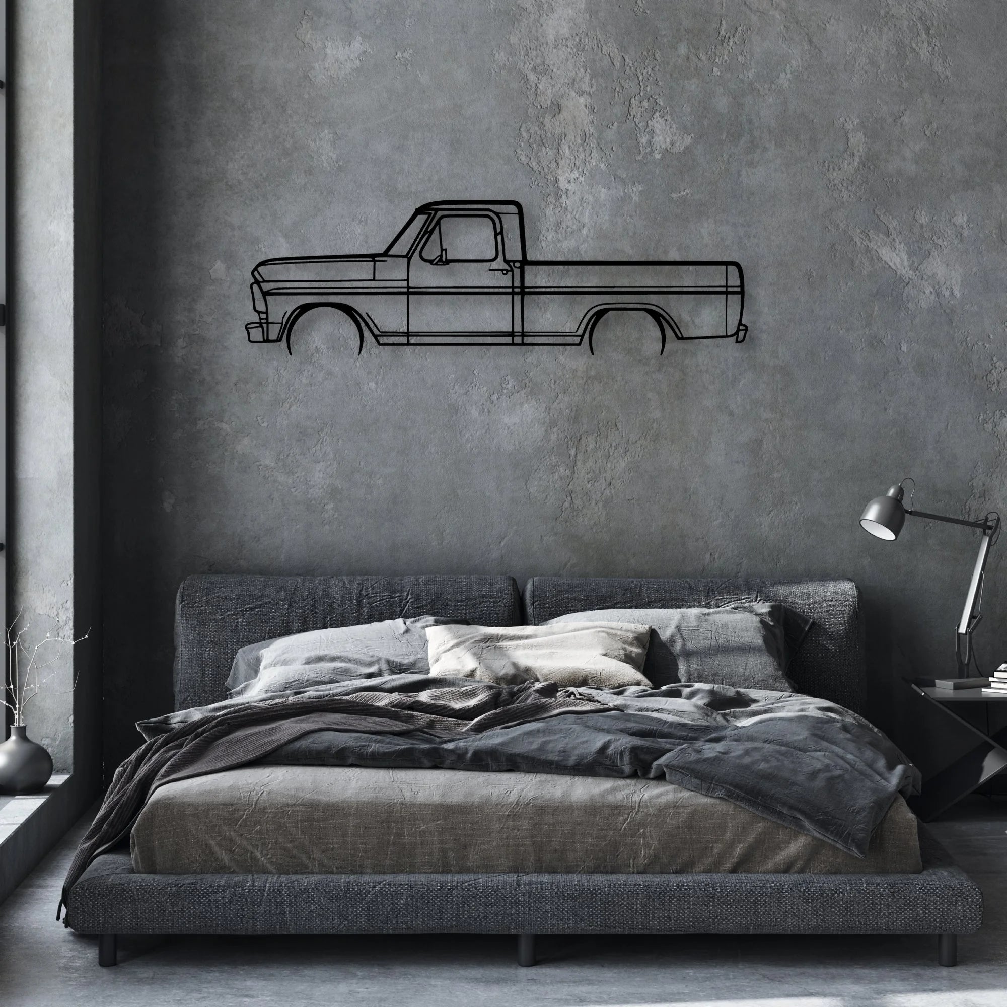 F-100 1969 Classic Silhouette Metal Wall Art - Automotive Garage Decor